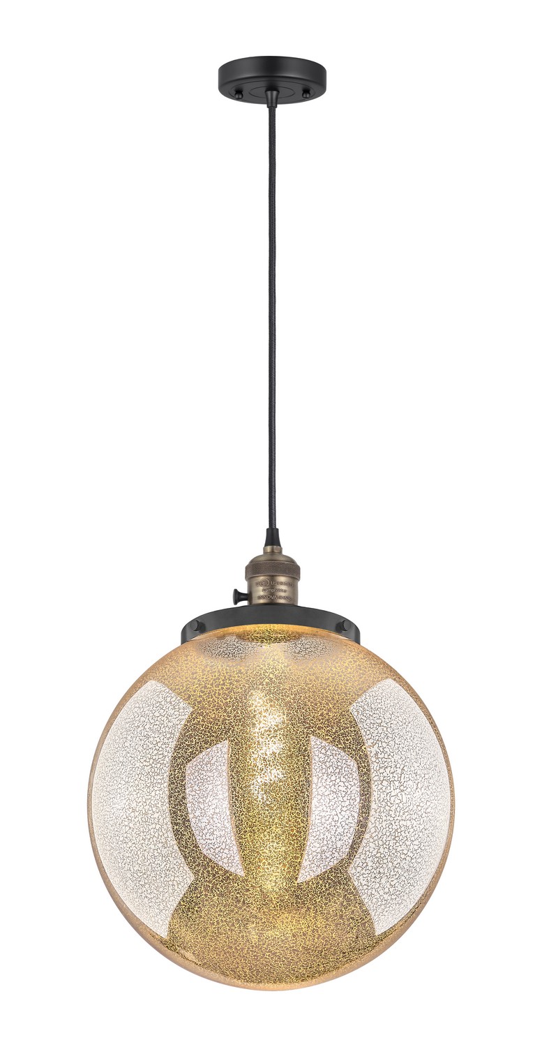 One Light Mini Pendant by Innovations - Franklin Restoration Collection, Black Antique Brass Finish - 201CSW-BAB-G208-14