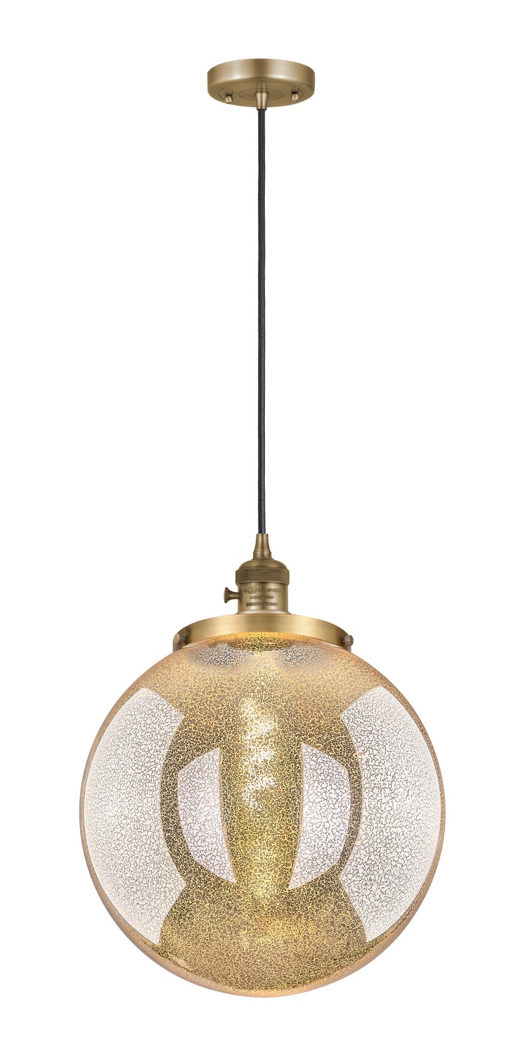 One Light Mini Pendant by Innovations - Franklin Restoration Collection, Brushed Brass Finish - 201CSW-BB-G208-14