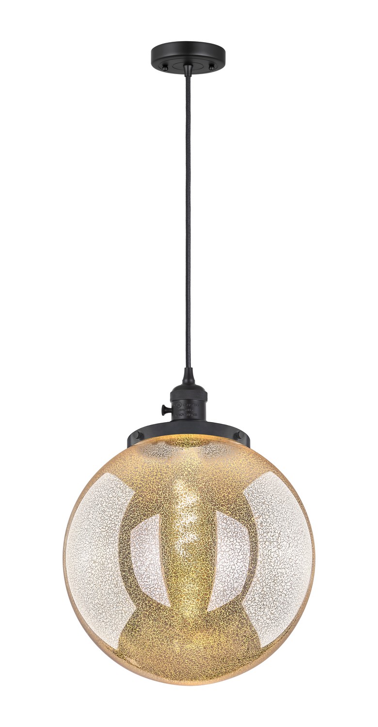 One Light Mini Pendant by Innovations - Franklin Restoration Collection, Matte Black Finish - 201CSW-BK-G208-14
