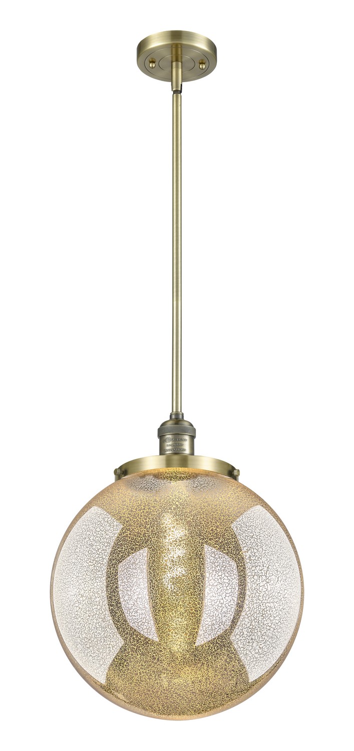 One Light Pendant by Innovations - Franklin Restoration Collection, Antique Brass Finish - 201S-AB-G208-14