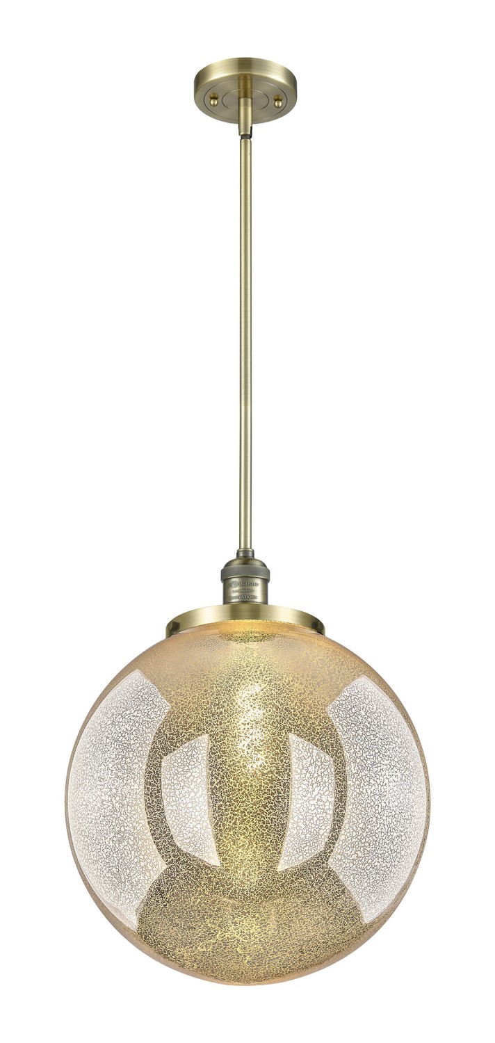 One Light Pendant by Innovations - Franklin Restoration Collection, Antique Brass Finish - 201S-AB-G208-16
