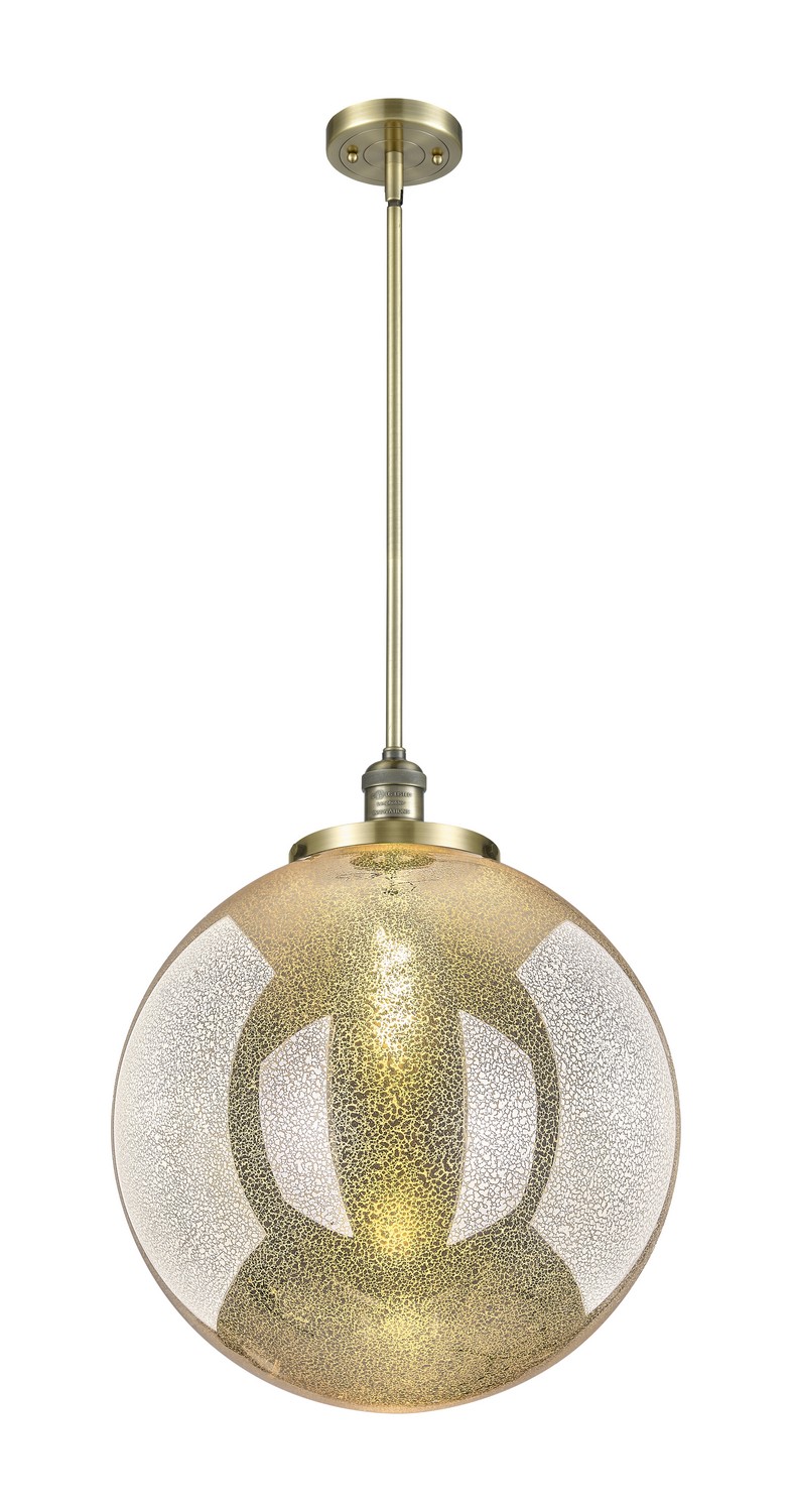 One Light Pendant by Innovations - Franklin Restoration Collection, Antique Brass Finish - 201S-AB-G208-18