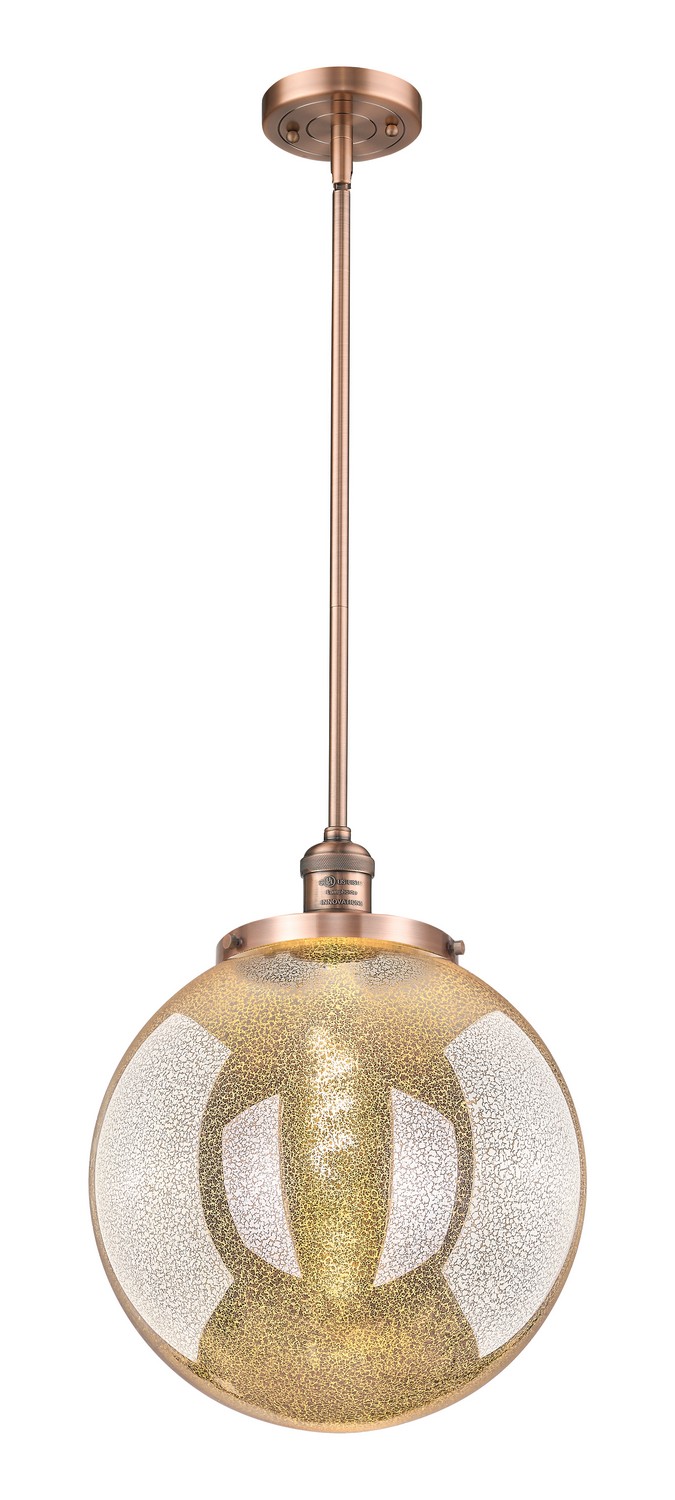 One Light Pendant by Innovations - Franklin Restoration Collection, Antique Copper Finish - 201S-AC-G208-14