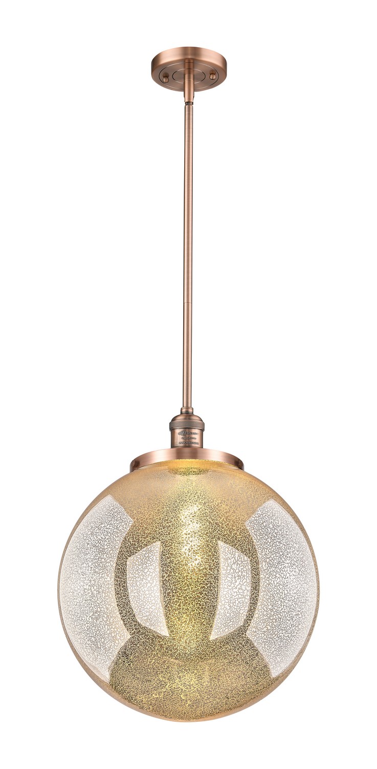 One Light Pendant by Innovations - Franklin Restoration Collection, Antique Copper Finish - 201S-AC-G208-16