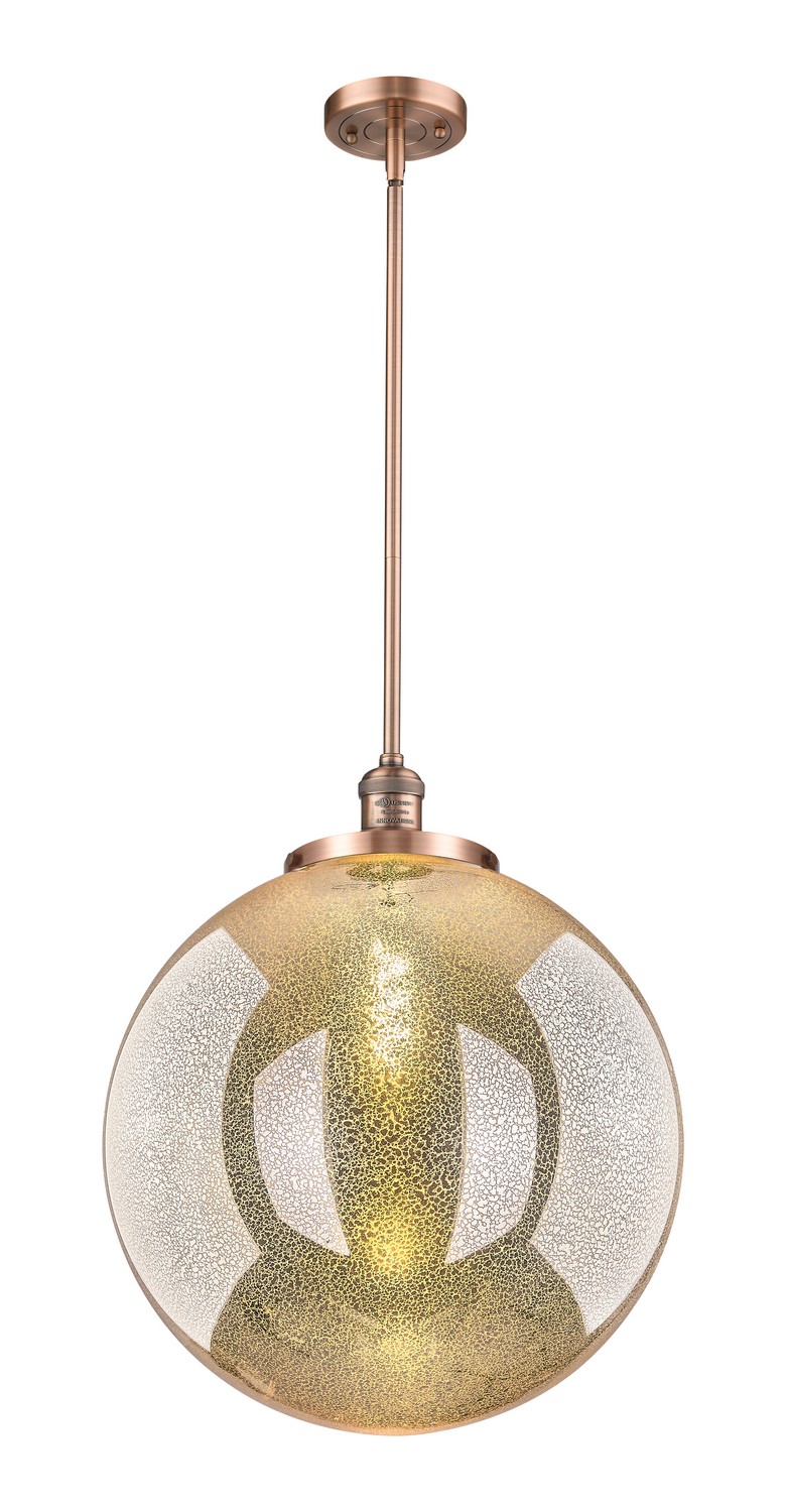 One Light Pendant by Innovations - Franklin Restoration Collection, Antique Copper Finish - 201S-AC-G208-18