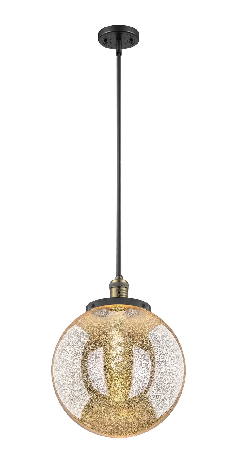 One Light Pendant by Innovations - Franklin Restoration Collection, Black Antique Brass Finish - 201S-BAB-G208-14
