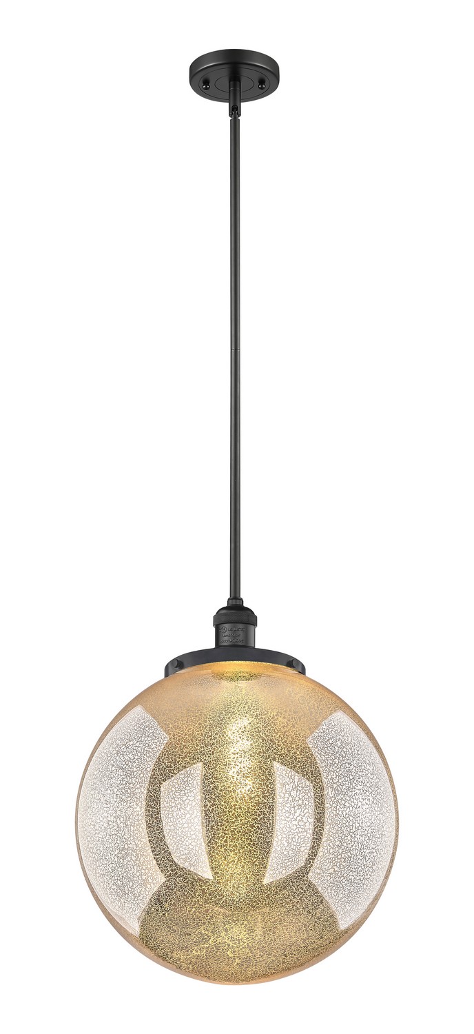 One Light Pendant by Innovations - Franklin Restoration Collection, Matte Black Finish - 201S-BK-G208-16