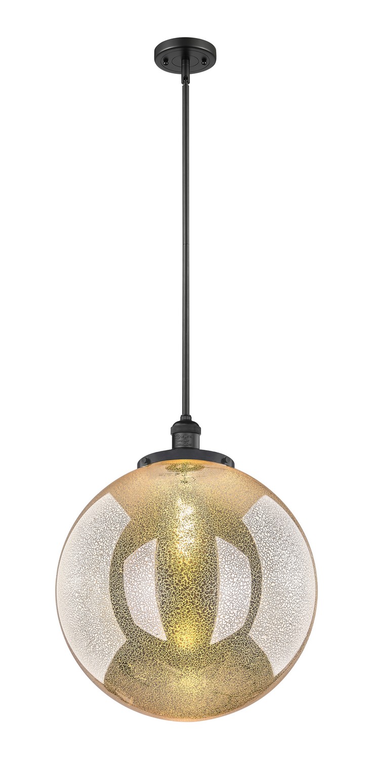 One Light Pendant by Innovations - Franklin Restoration Collection, Matte Black Finish - 201S-BK-G208-18