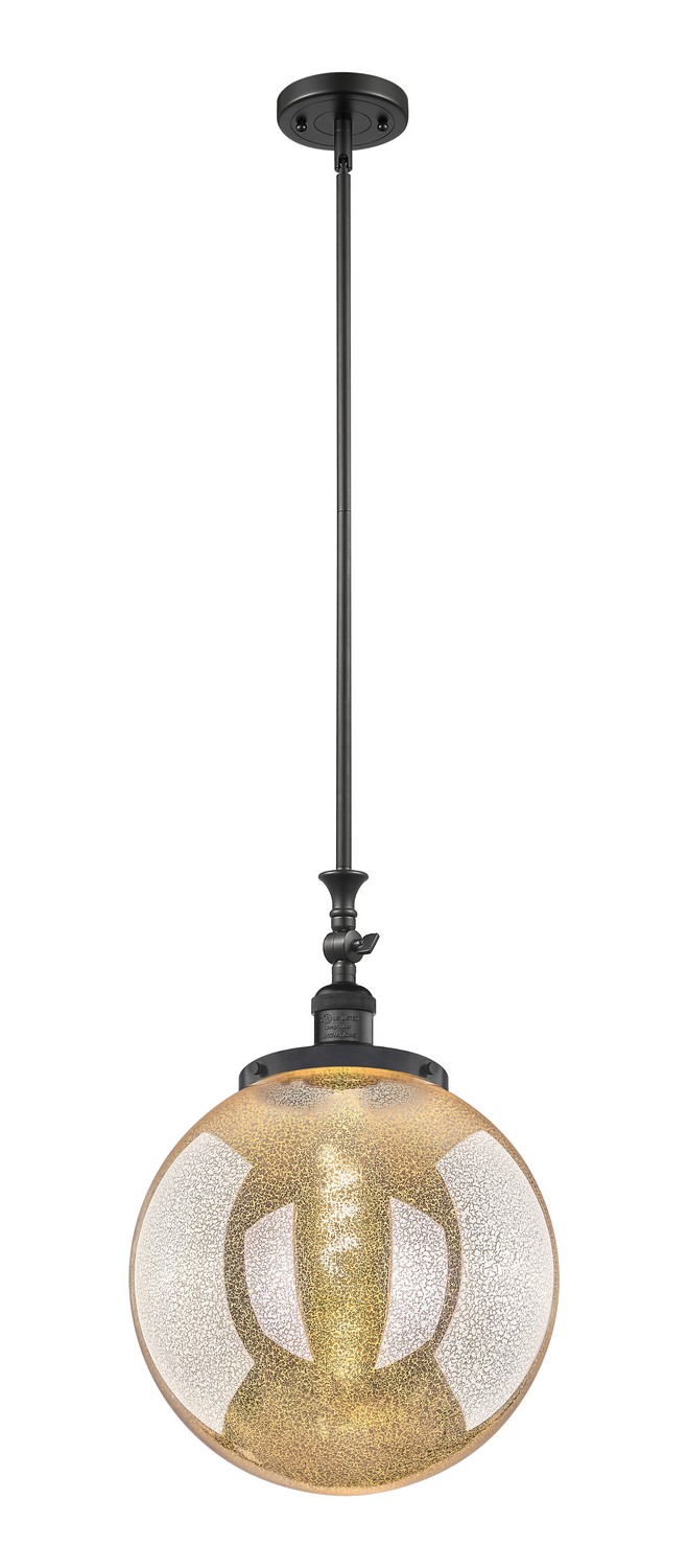 One Light Mini Pendant by Innovations - Franklin Restoration Collection, Matte Black Finish - 206-BK-G208-14