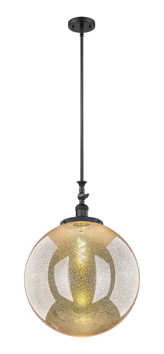 One Light Mini Pendant by Innovations - Franklin Restoration Collection, Matte Black Finish - 206-BK-G208-18