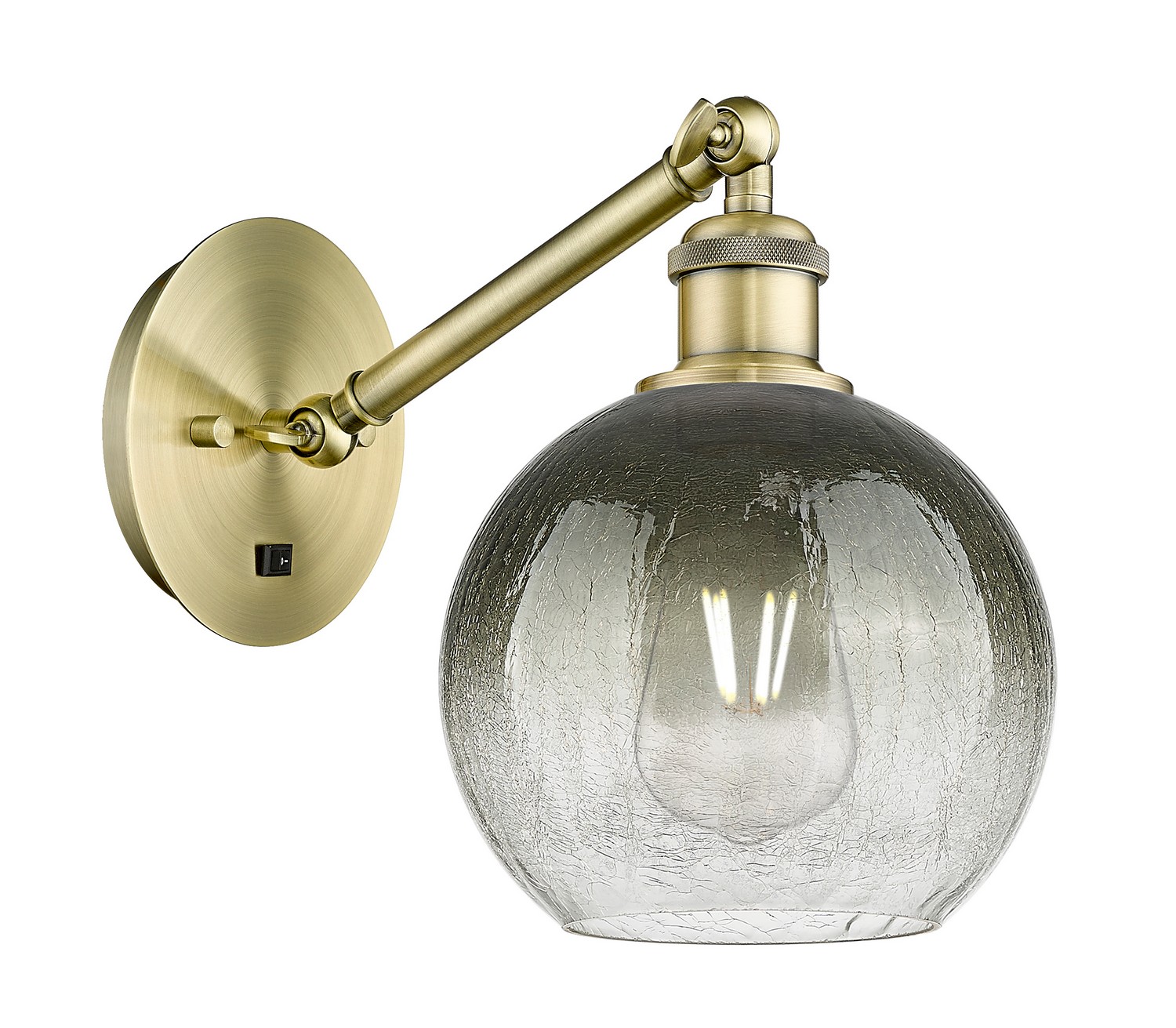 One Light Wall Sconce by Innovations - Ballston Collection, Antique Brass Finish - 317-1W-AB-G483-8SL