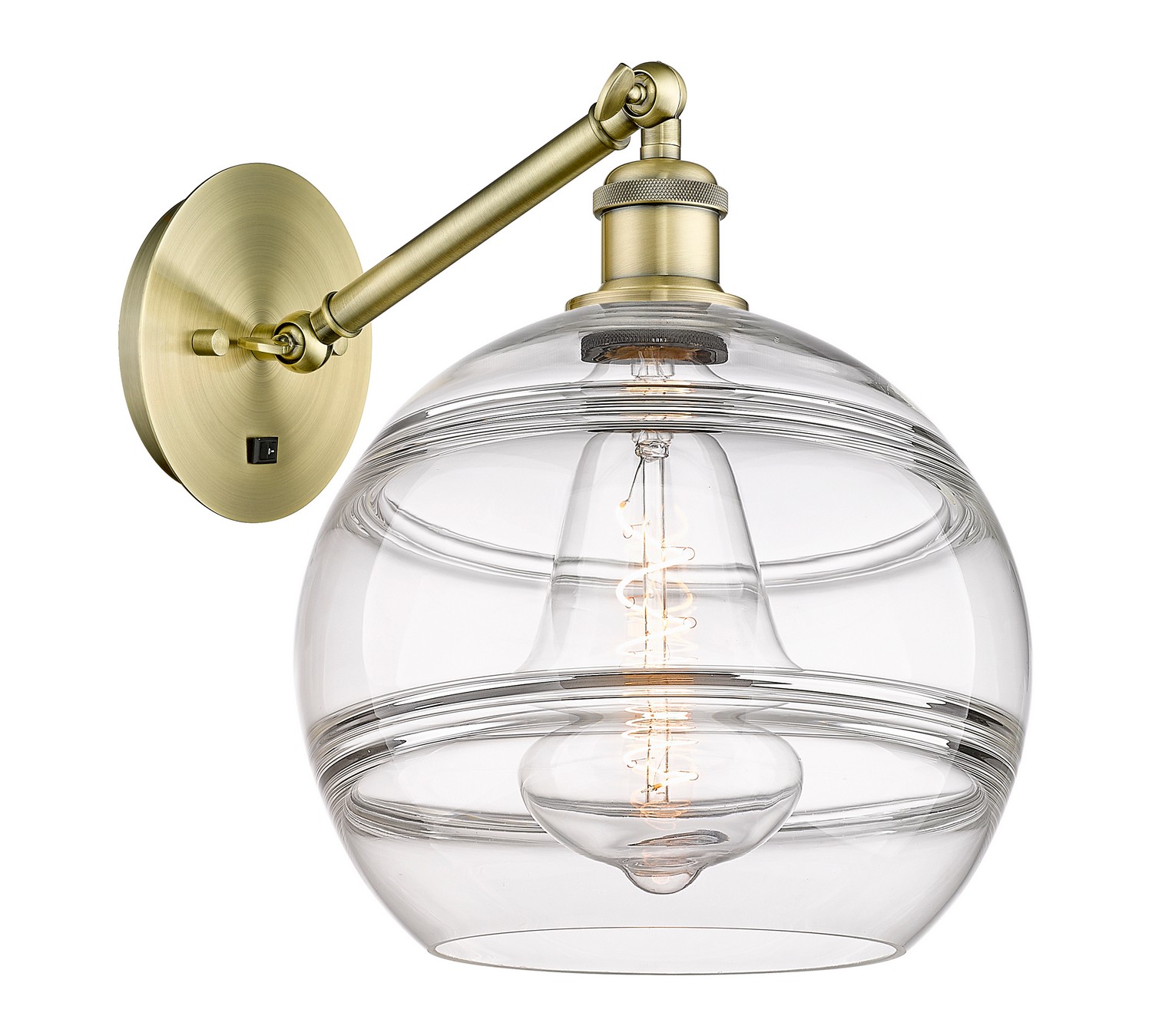 One Light Wall Sconce by Innovations - Ballston Collection, Antique Brass Finish - 317-1W-AB-G556-10CL