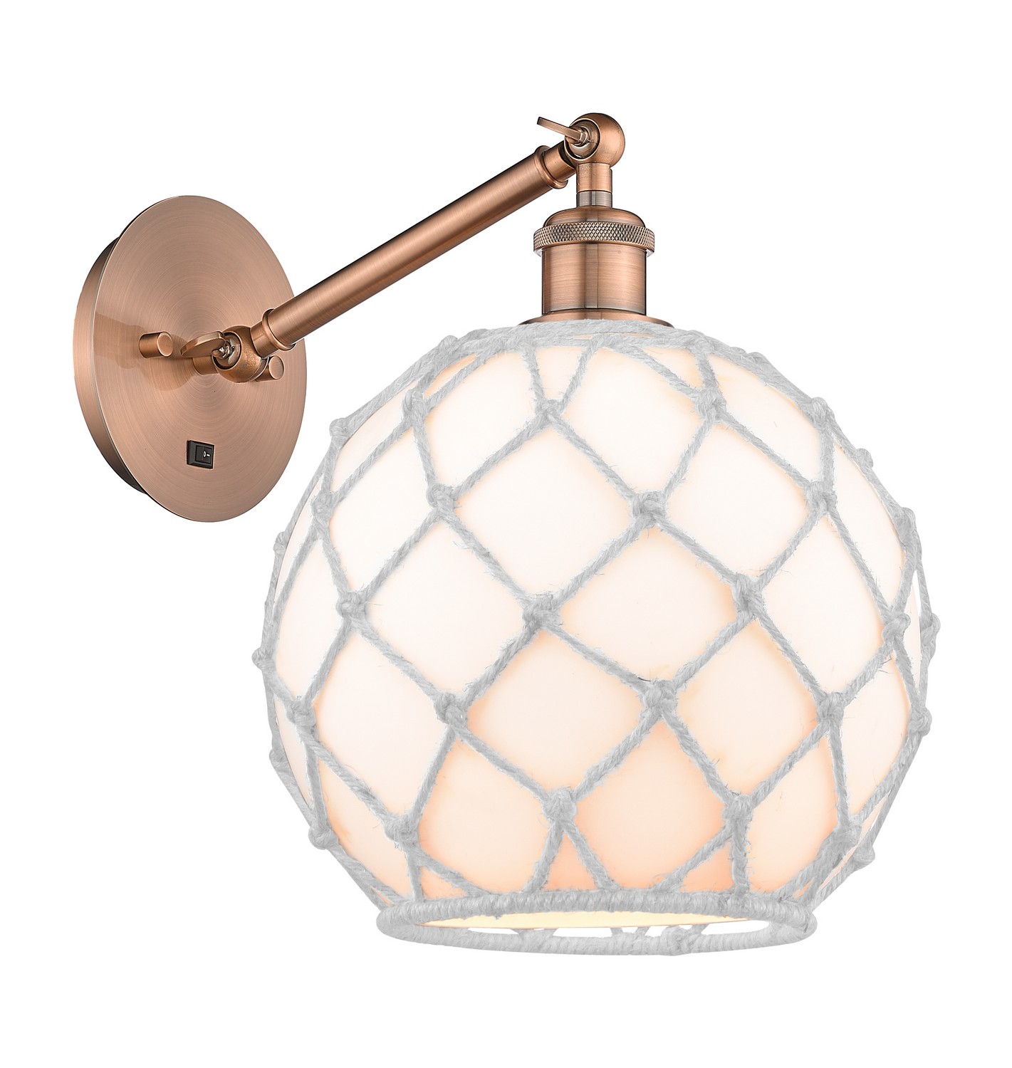 One Light Wall Sconce by Innovations - Ballston Collection, Antique Copper Finish - 317-1W-AC-G121-10RW
