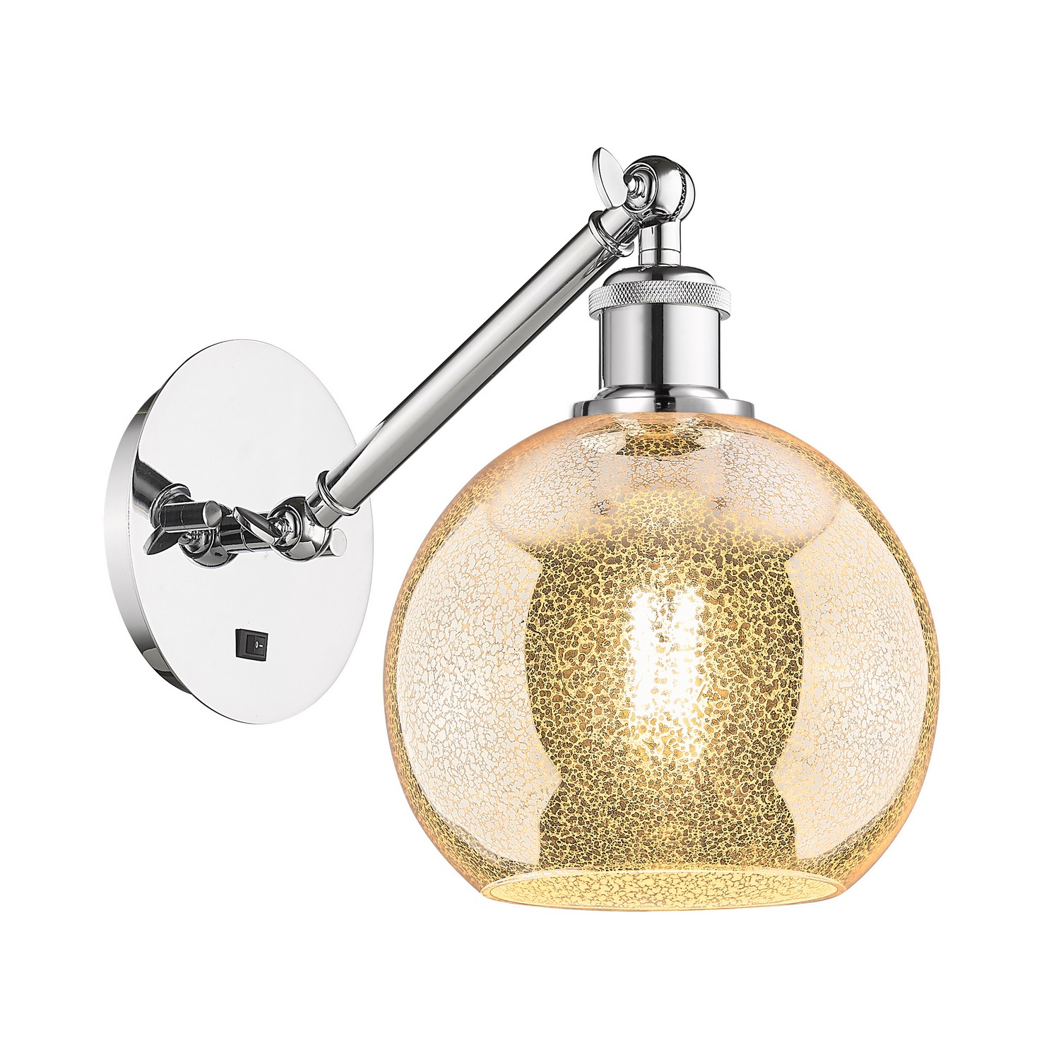 One Light Wall Sconce by Innovations - Ballston Collection, Polished Chrome Finish - 317-1W-PC-G128-8
