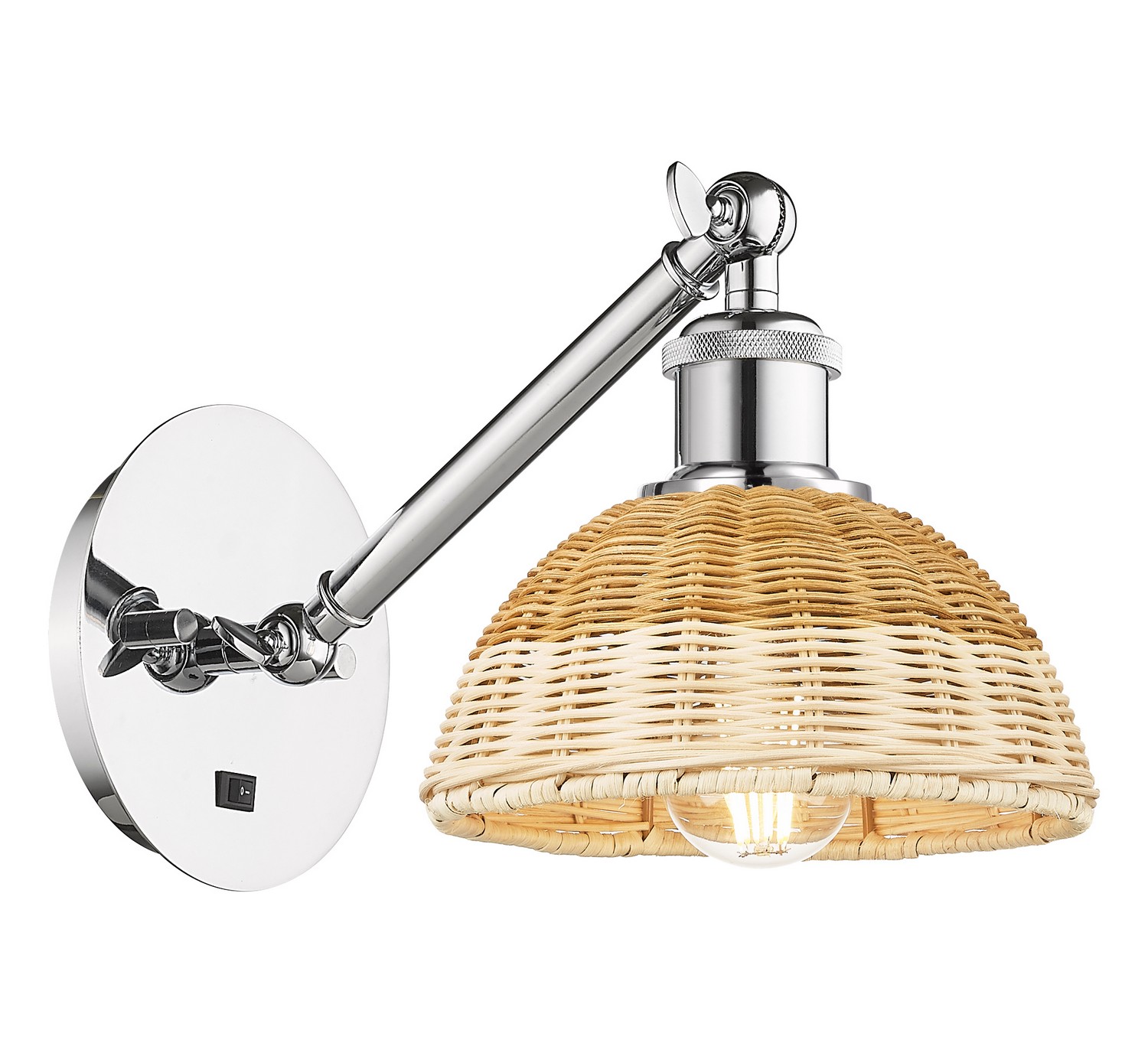 One Light Wall Sconce by Innovations - Ballston Collection, Polished Chrome Finish - 317-1W-PC-NBD2-75-NAT