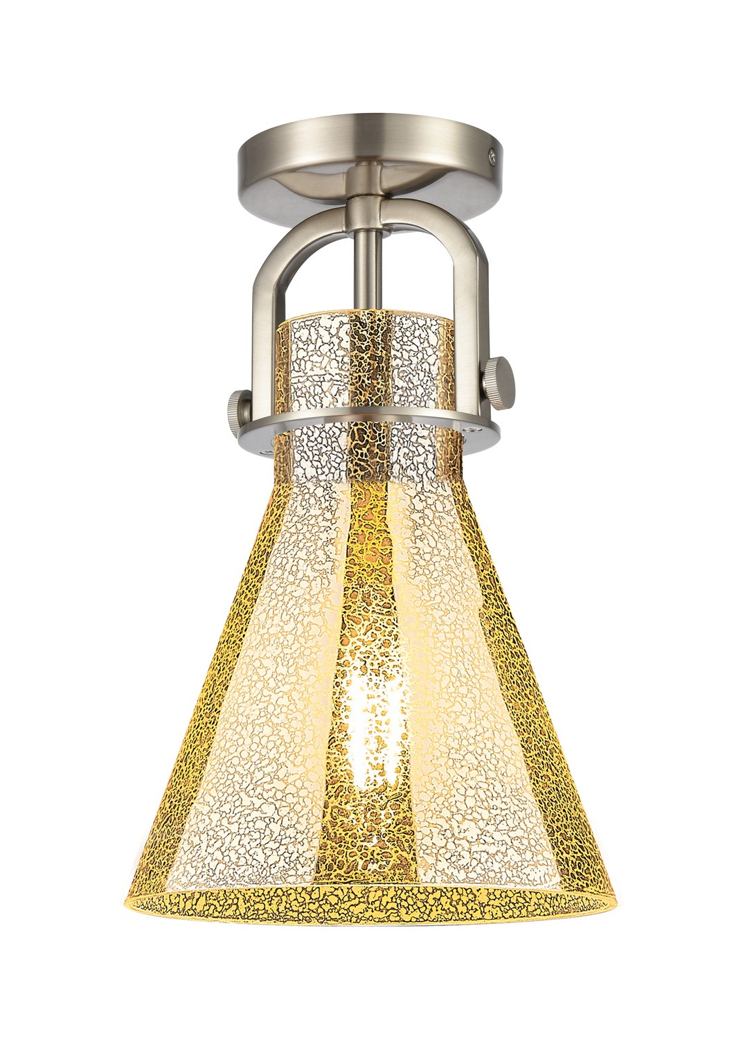 One Light Semi-Flush Mount by Innovations - Downtown Urban Collection, Satin Nickel Finish - 410-1F-SN-G411-8ME