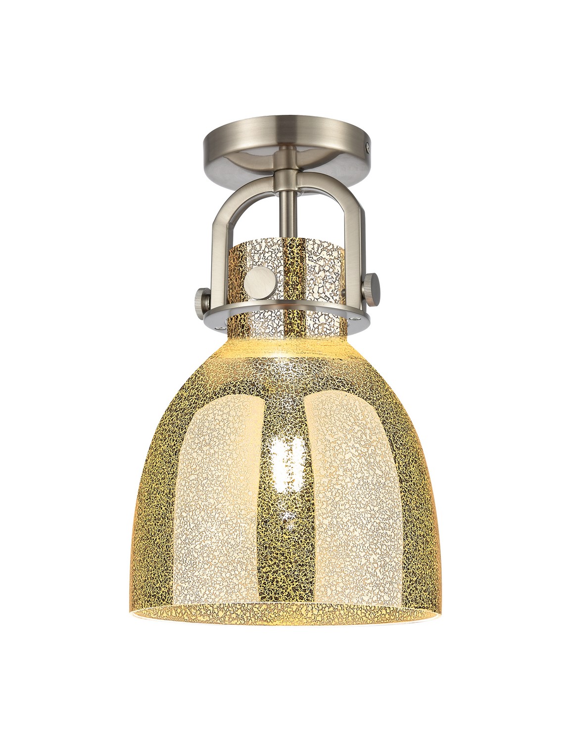 One Light Semi-Flush Mount by Innovations - Downtown Urban Collection, Satin Nickel Finish - 410-1F-SN-G412-8ME