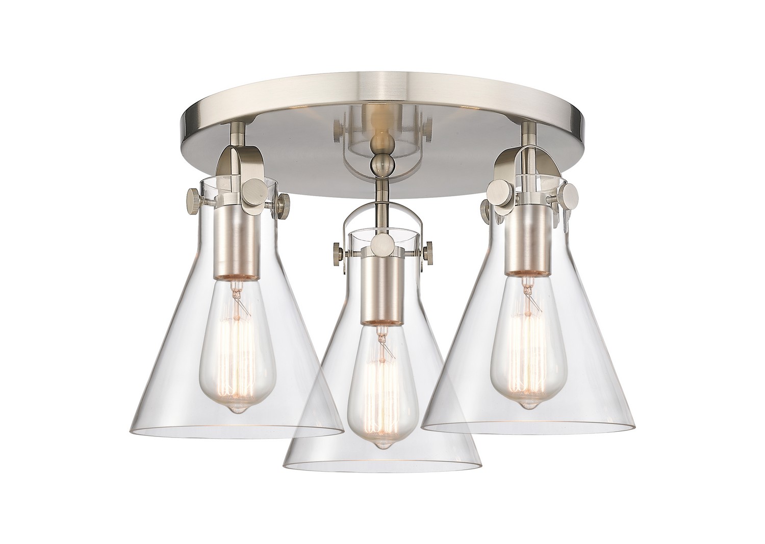 Three Light Semi-Flush Mount by Innovations - Downtown Urban Collection, Satin Nickel Finish - 410-3F-SN-G411-7CL