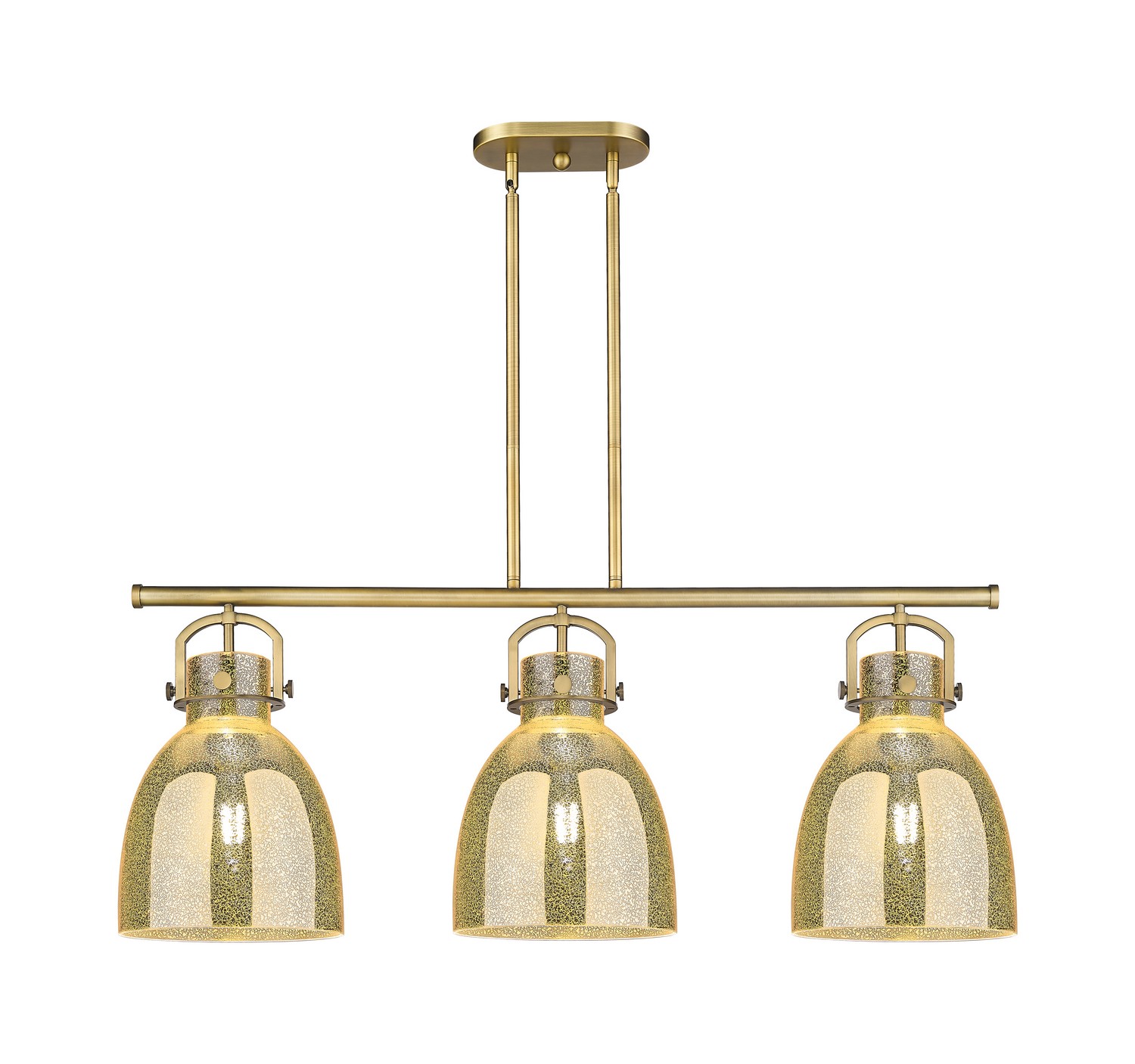 Three Light Island Pendant by Innovations - Downtown Urban Collection, Brushed Brass Finish - 410-3I-BB-G412-10ME