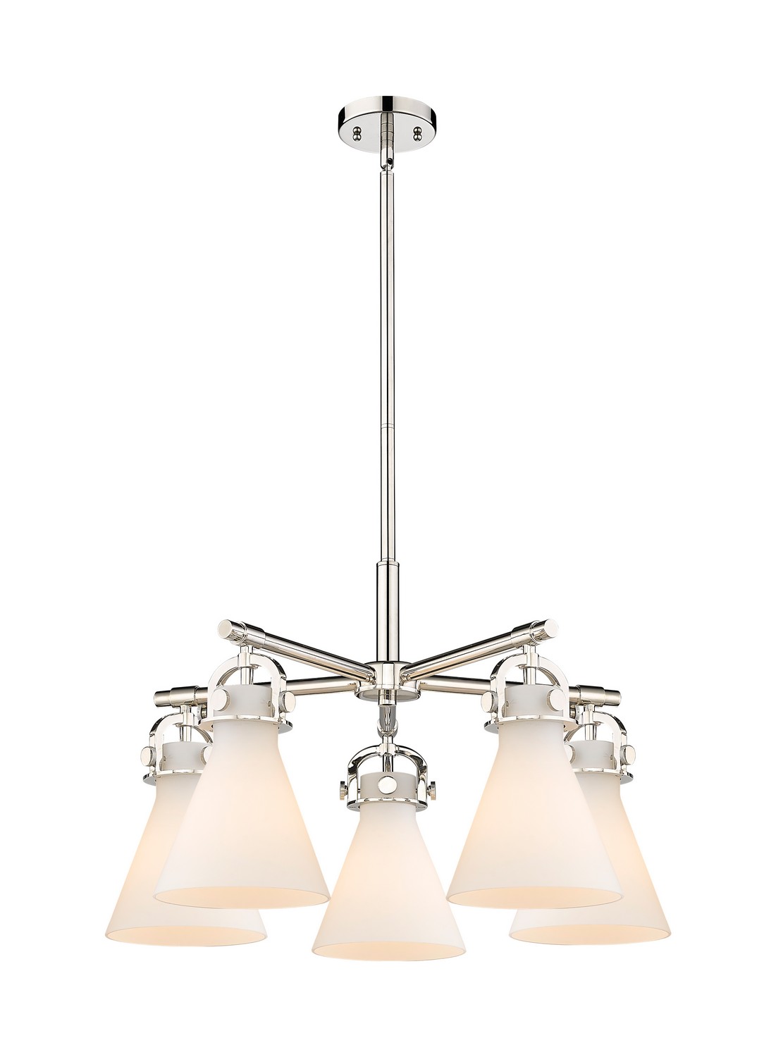Five Light Chandelier by Innovations - Downtown Urban Collection, Polished Nickel Finish - 410-5CR-PN-G411-7WH