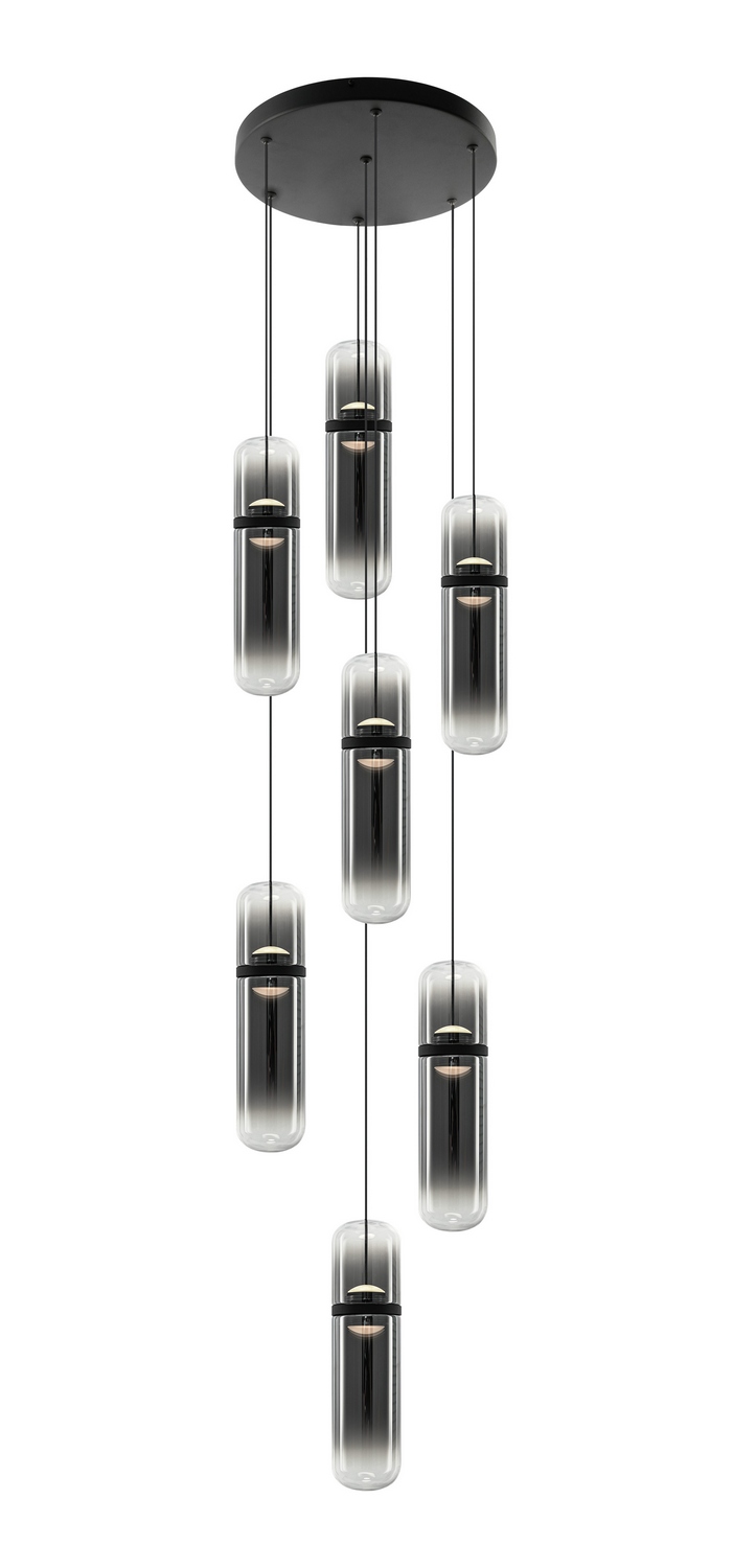 Matteo Lighting C32607MBSM Amulet LED 13.38 inch Matte Black Pendant Ceiling Light in Smoke