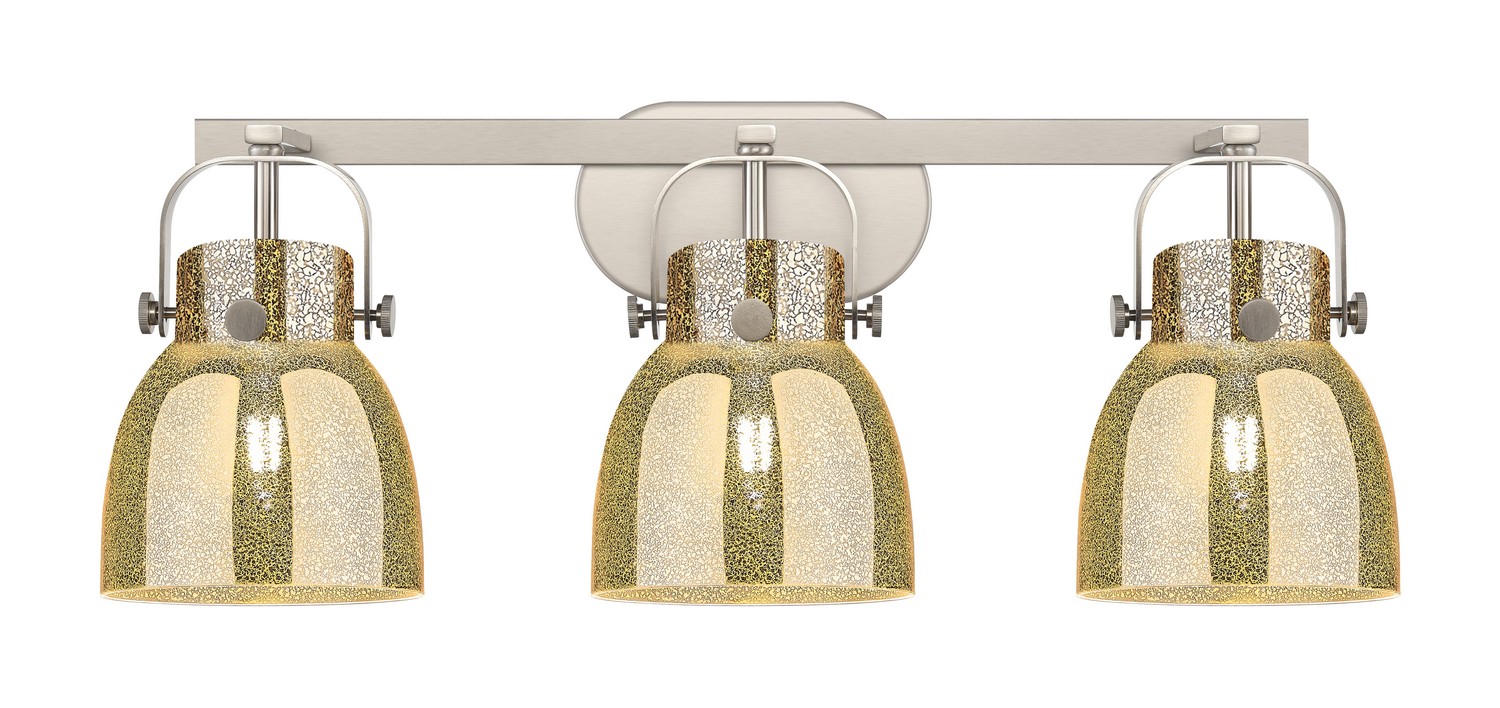 Three Light Bath Vanity by Innovations - Downtown Urban Collection, Satin Nickel Finish - 423-3W-SN-G412-6ME