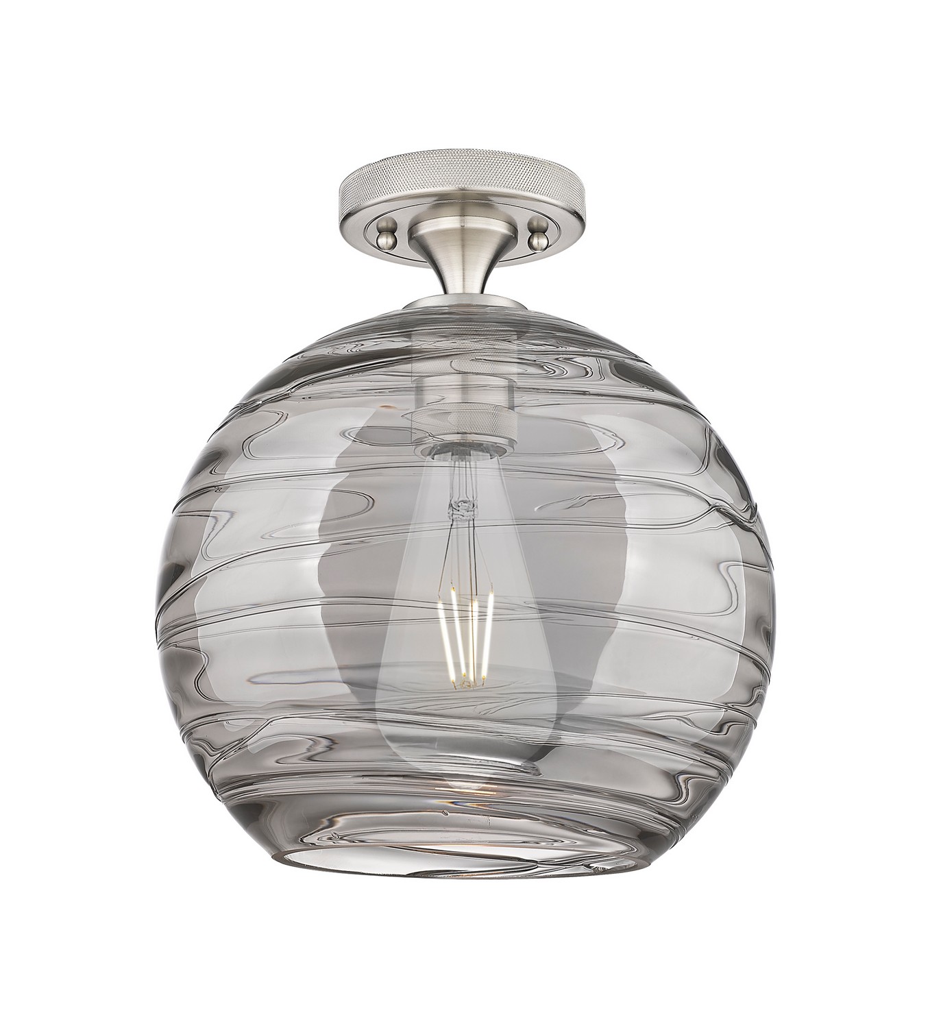 One Light Flush Mount by Innovations - Downtown Urban Collection, Satin Nickel Finish - 434-1F-SN-G1213-10SM