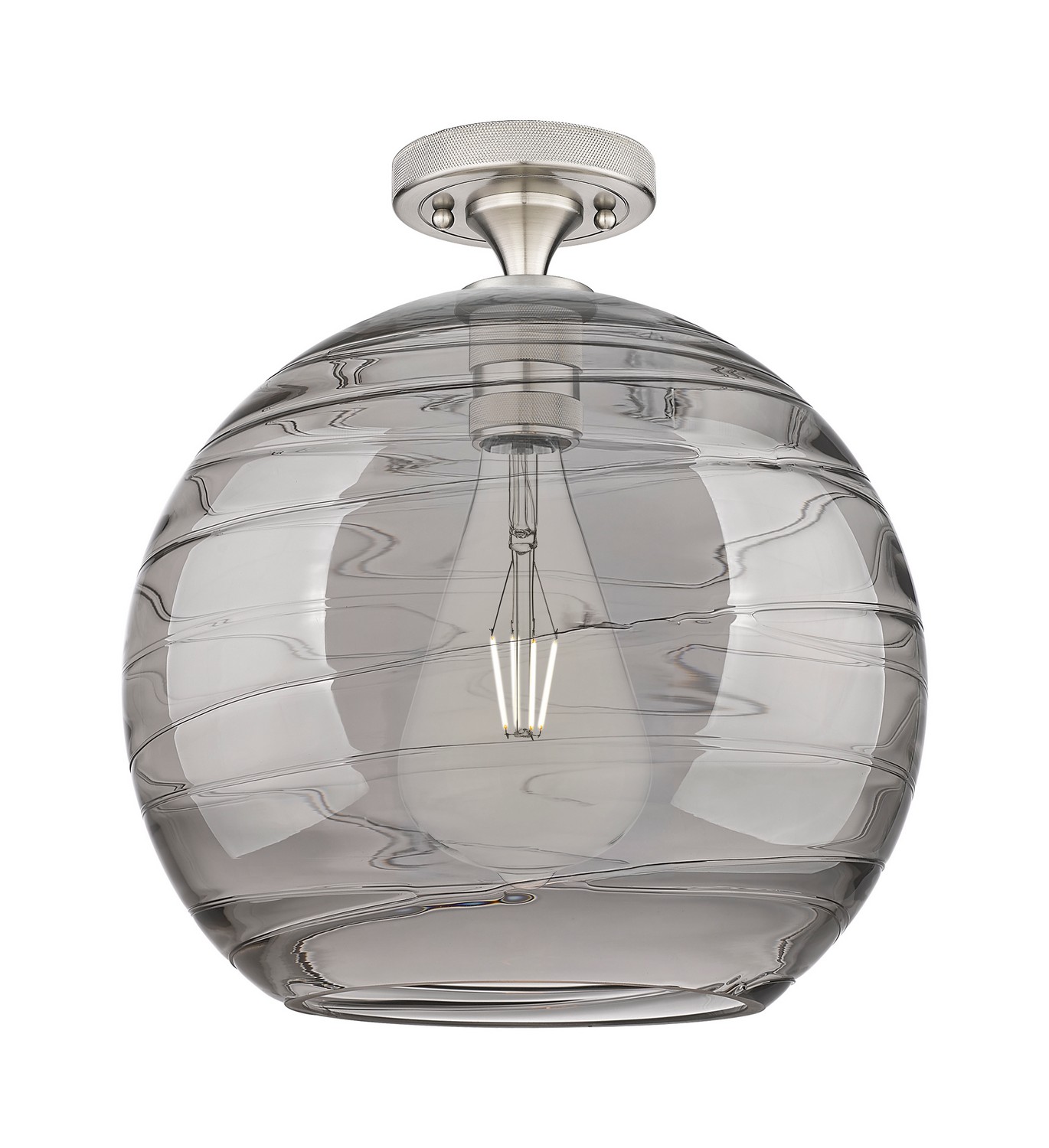 One Light Flush Mount by Innovations - Downtown Urban Collection, Satin Nickel Finish - 434-1F-SN-G1213-12SM