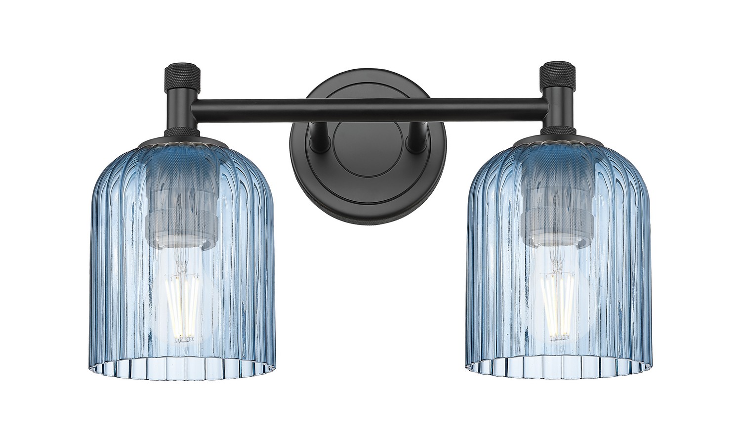 Two Light Bath Vanity by Innovations - Downtown Urban Collection, Matte Black Finish - 434-2W-BK-G559-5BL