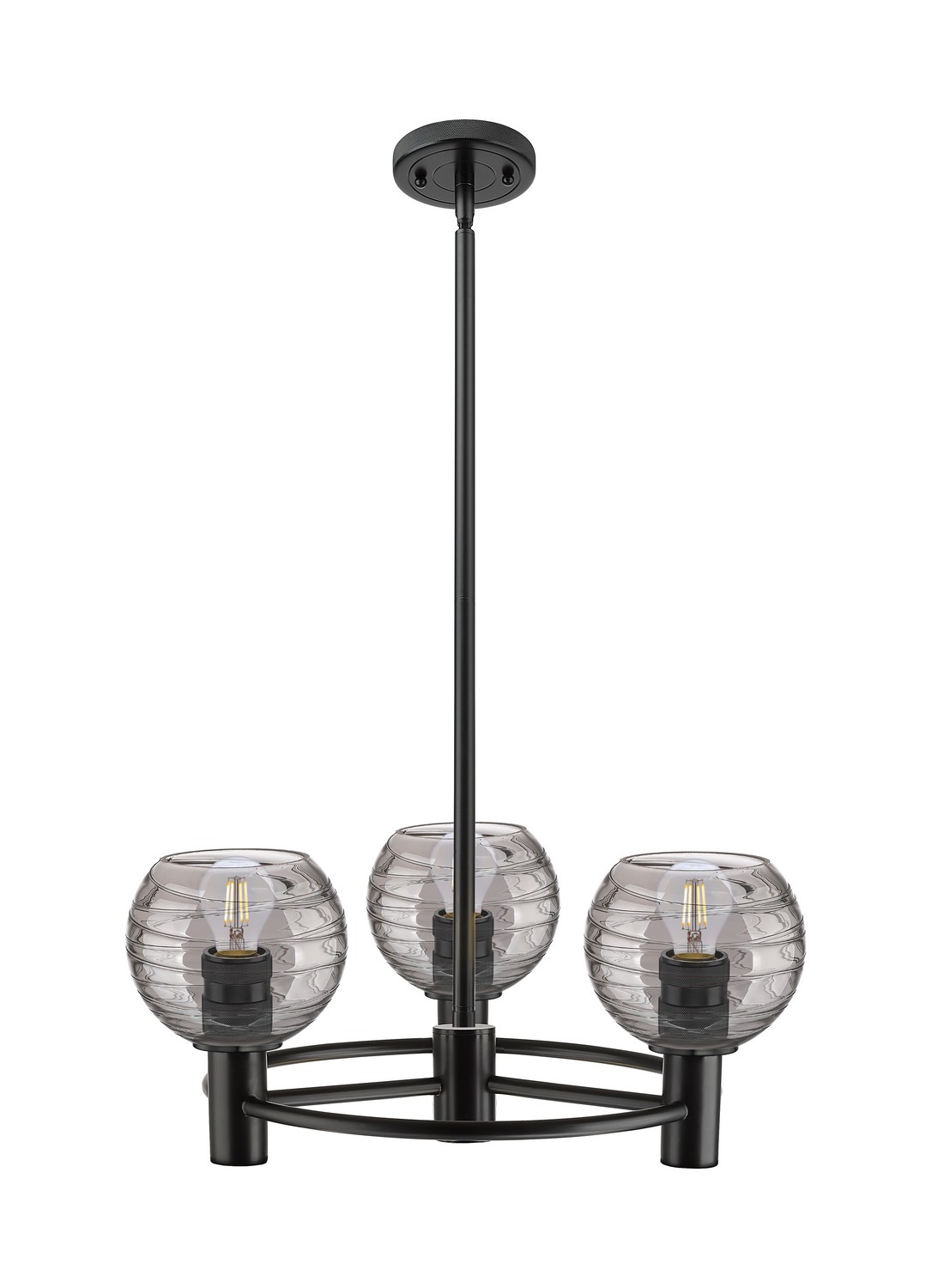 Three Light Pendant by Innovations - Downtown Urban Collection, Matte Black Finish - 434-3CR-BK-G1213-6SM