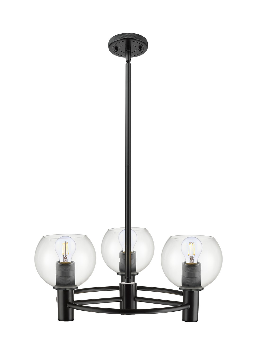 Three Light Pendant by Innovations - Downtown Urban Collection, Matte Black Finish - 434-3CR-BK-G122-6