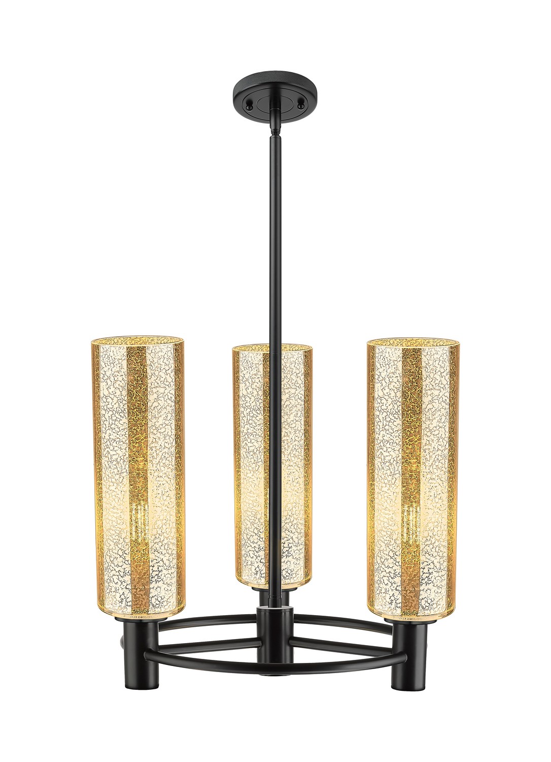 Three Light Pendant by Innovations - Downtown Urban Collection, Matte Black Finish - 434-3CR-BK-G434-12ME