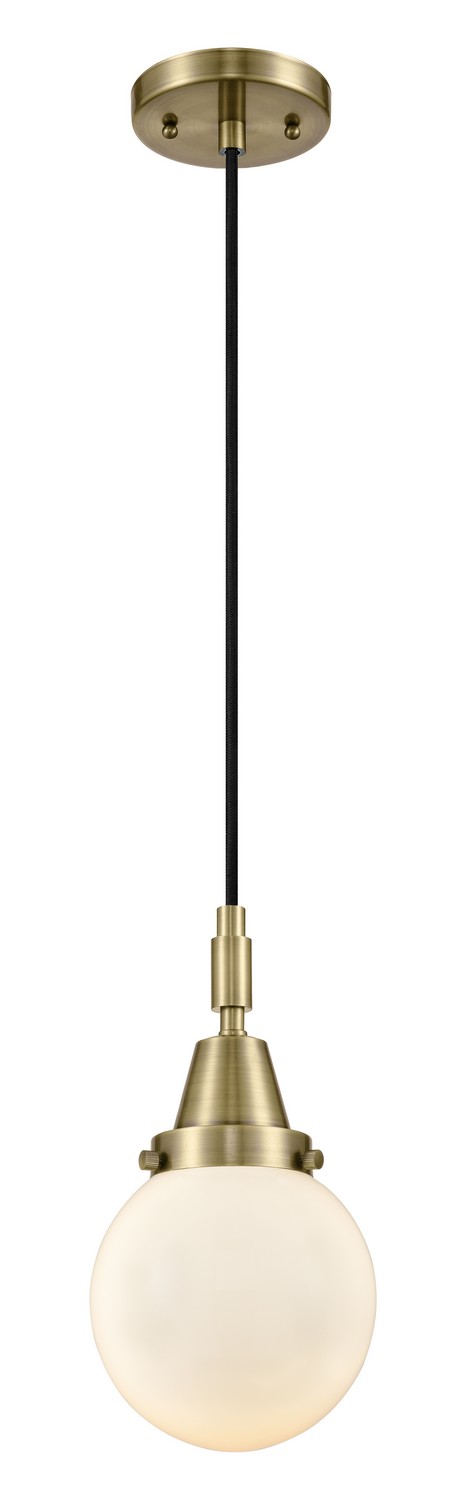 One Light Mini Pendant by Innovations - Caden Collection, Antique Brass Finish - 447-1P-AB-G201-6