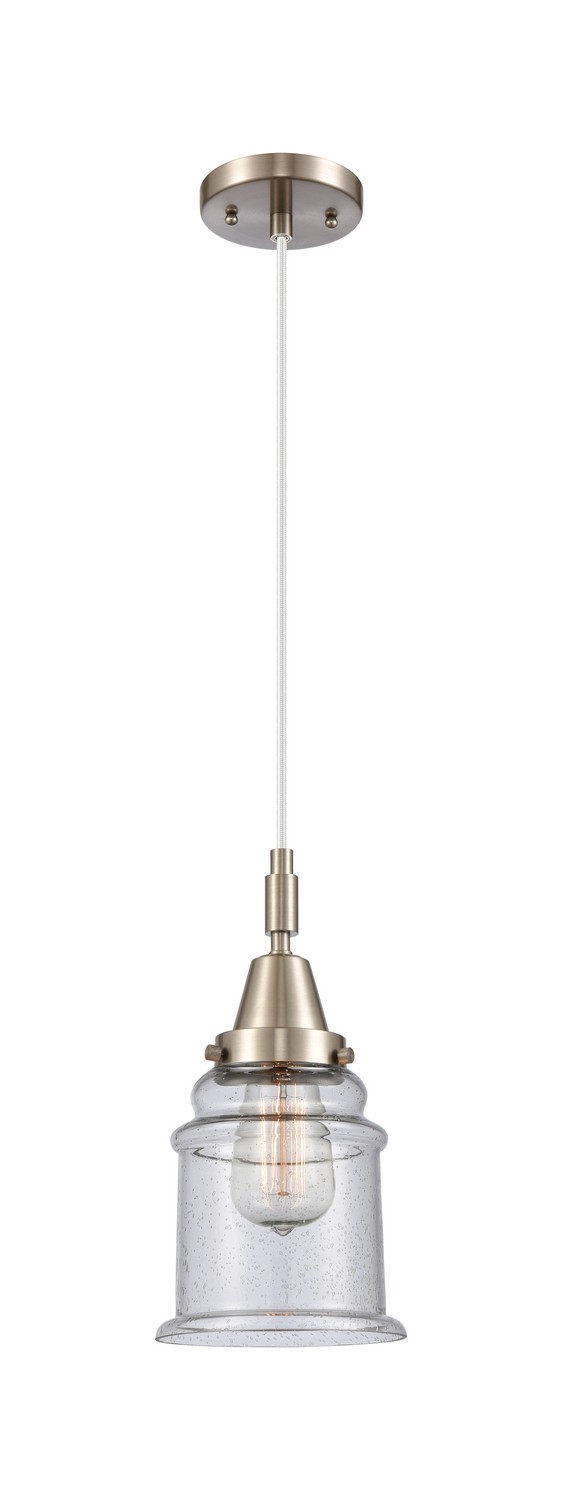 One Light Mini Pendant by Innovations - Caden Collection, Brushed Satin Nickel Finish - 447-1P-SN-G184