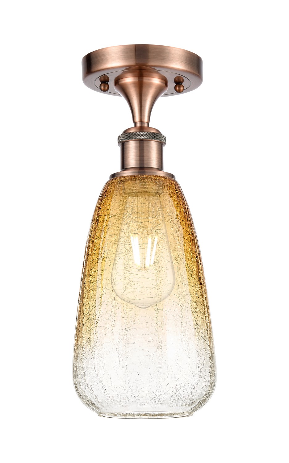 One Light Semi-Flush Mount by Innovations - Ballston Collection, Antique Copper Finish - 516-1C-AC-G480-6AM