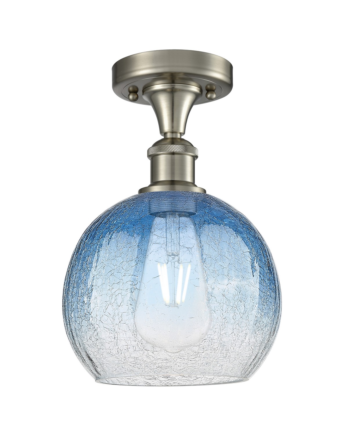 One Light Semi-Flush Mount by Innovations - Ballston Collection, Brushed Satin Nickel Finish - 516-1C-SN-G483-8SB