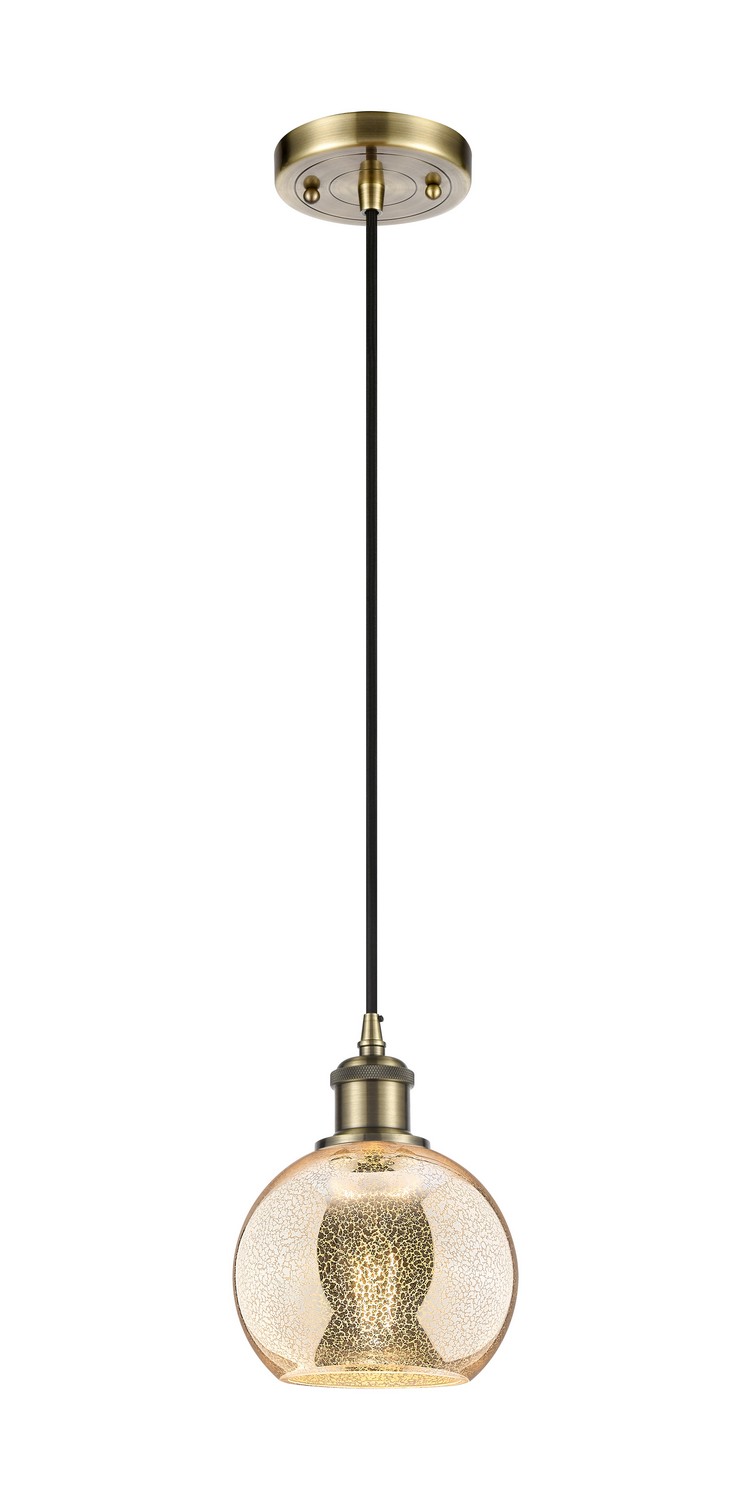 One Light Mini Pendant by Innovations - Ballston Collection, Antique Brass Finish - 516-1P-AB-G128-6