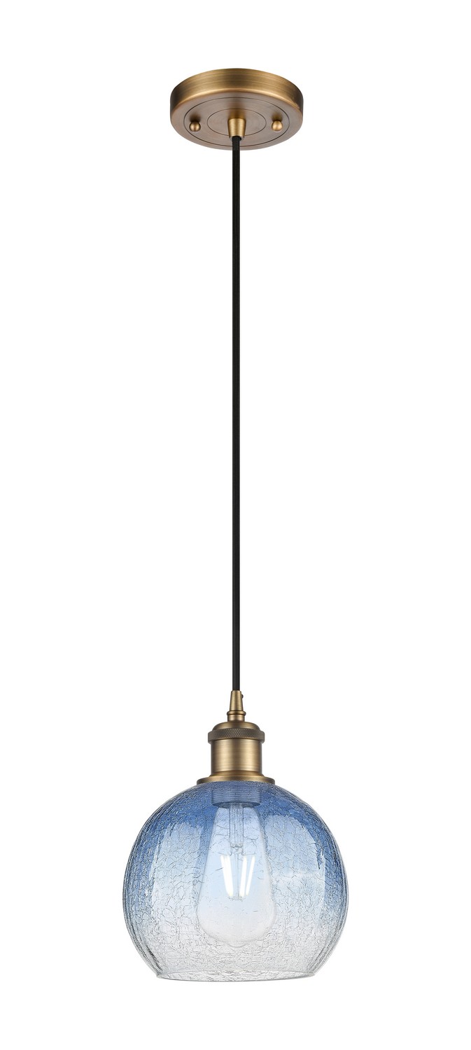 One Light Mini Pendant by Innovations - Ballston Collection, Brushed Brass Finish - 516-1P-BB-G483-8SB