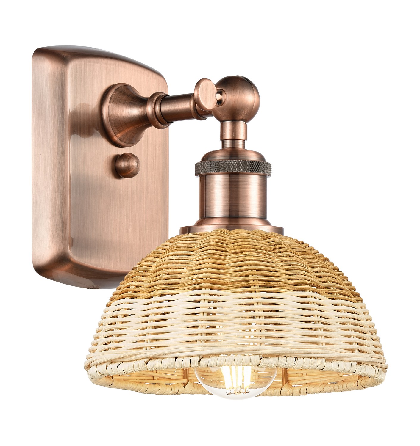 One Light Wall Sconce by Innovations - Ballston Collection, Antique Copper Finish - 516-1W-AC-NBD2-75-NAT