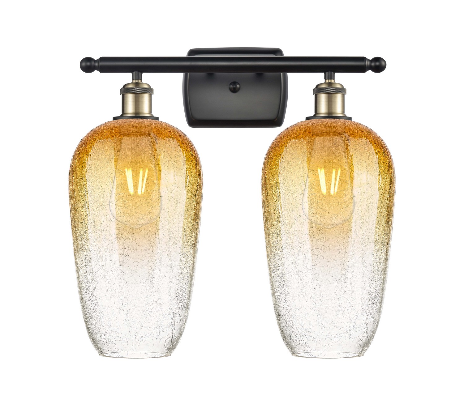 Two Light Bath Vanity by Innovations - Ballston Collection, Black Antique Brass Finish - 516-2W-BAB-G484-7AM