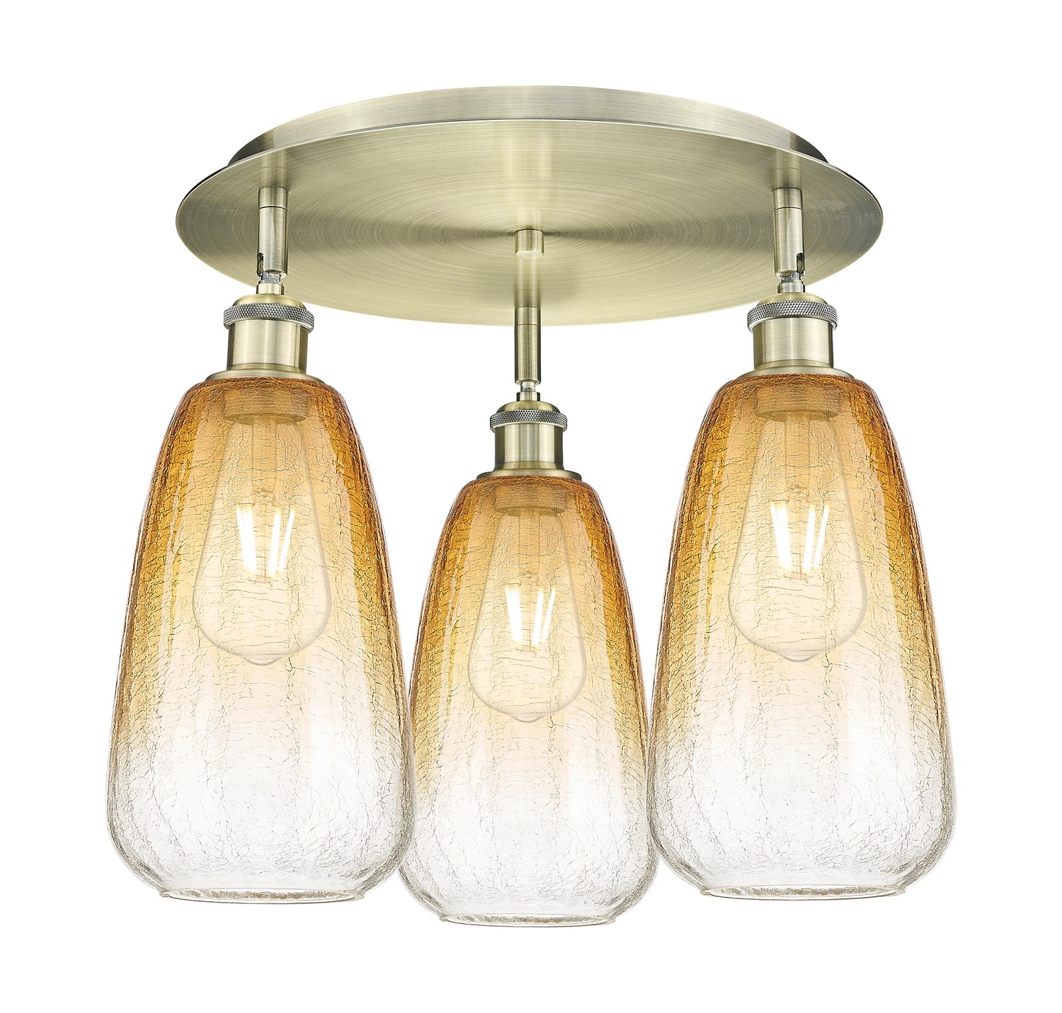 Three Light Semi-Flush Mount by Innovations - Ballston Collection, Antique Brass Finish - 516-3C-AB-G480-6AM