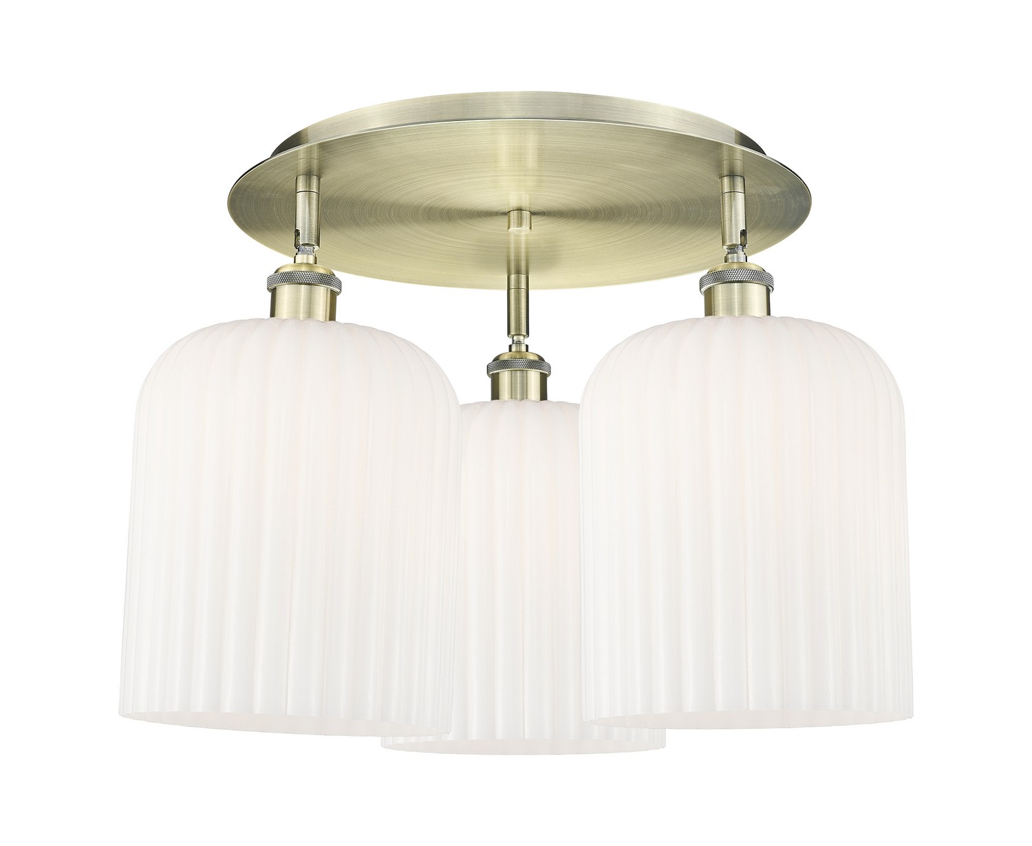 Three Light Semi-Flush Mount by Innovations - Ballston Collection, Antique Brass Finish - 516-3C-AB-G559-8GWH