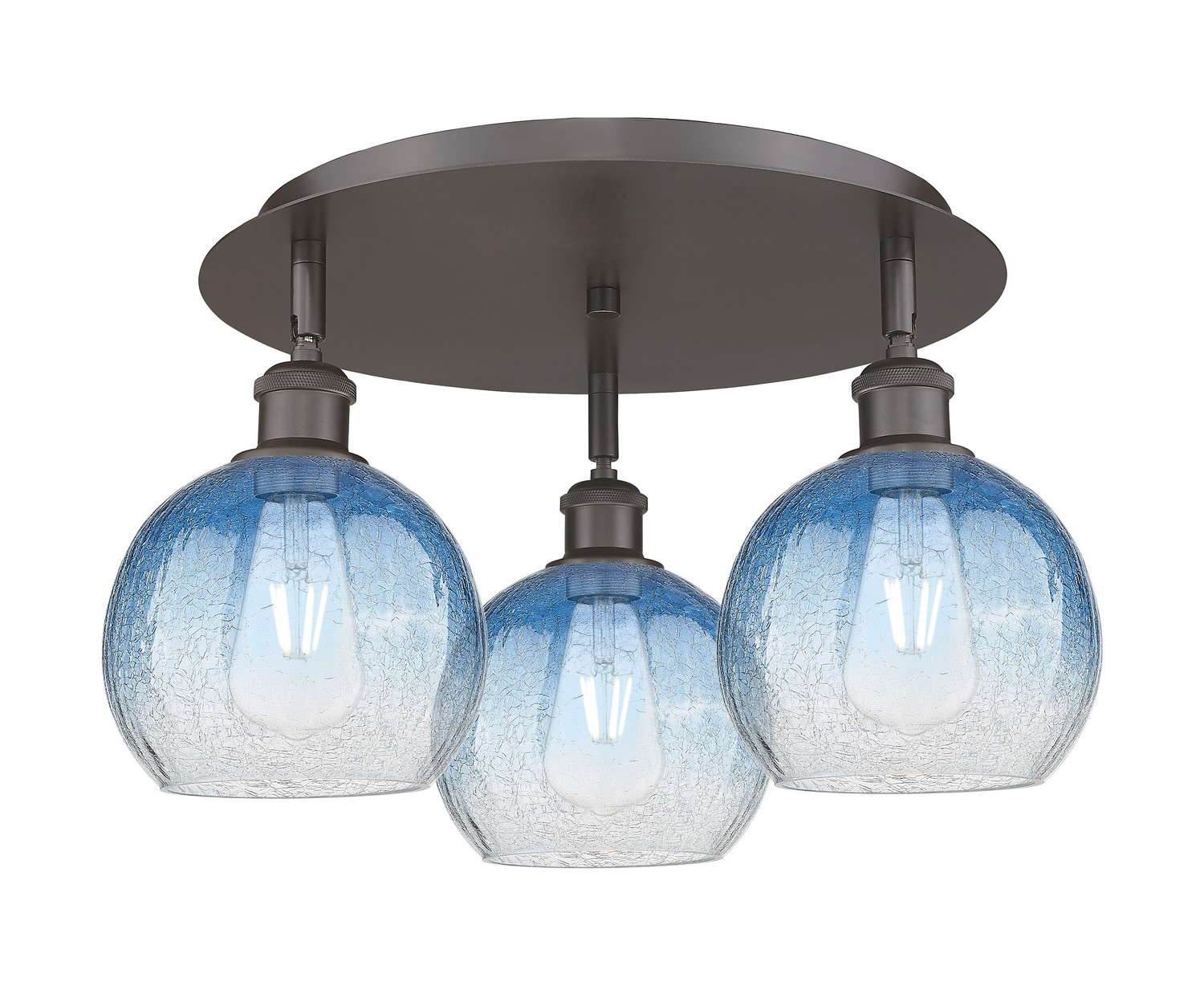 Three Light Semi-Flush Mount by Innovations - Ballston Collection, Oil Rubbed Bronze Finish - 516-3C-OB-G483-8SB