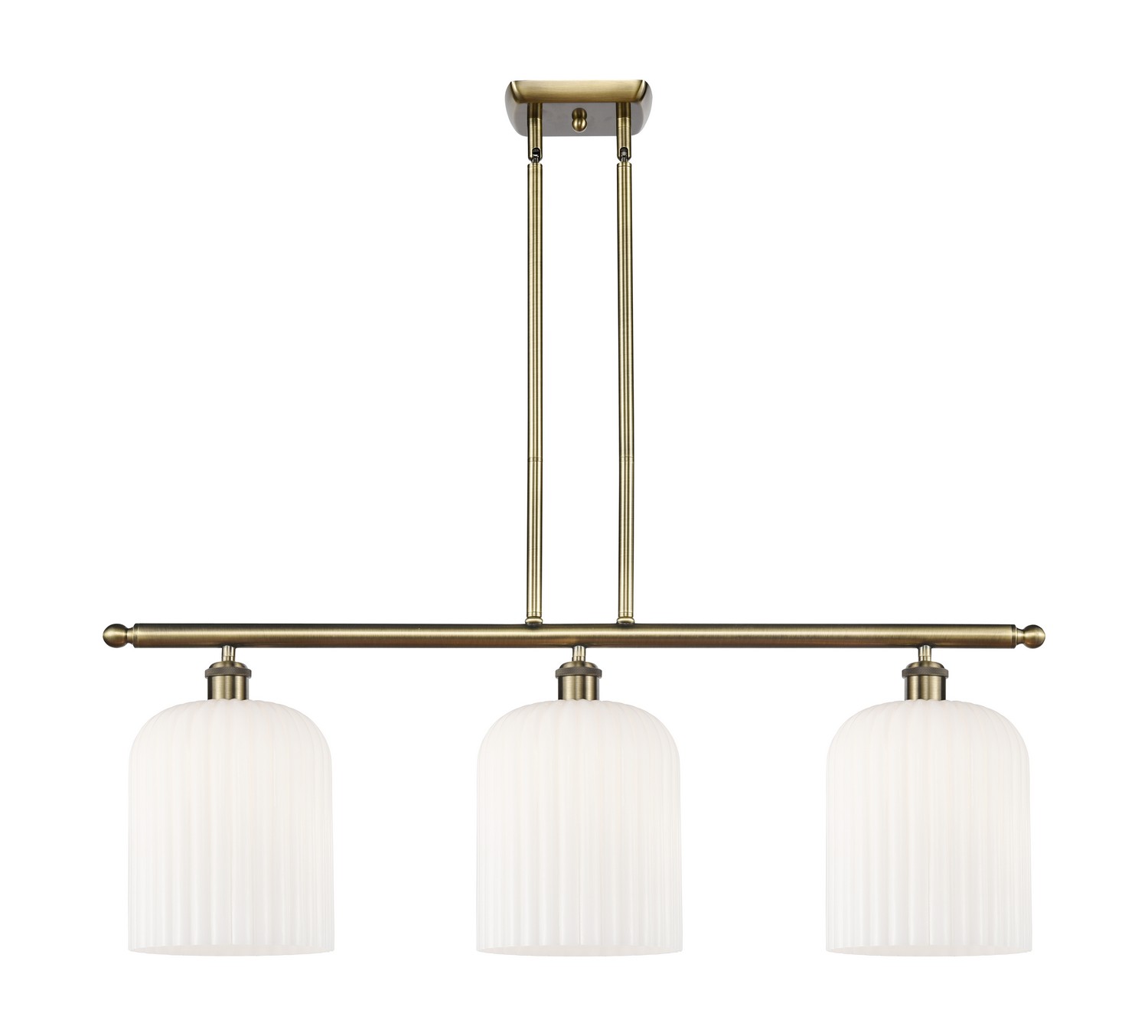 Three Light Island Pendant by Innovations - Ballston Collection, Antique Brass Finish - 516-3I-AB-G559-8GWH