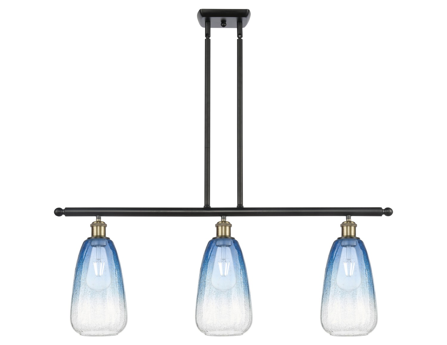 Three Light Island Pendant by Innovations - Ballston Collection, Black Antique Brass Finish - 516-3I-BAB-G480-6SB