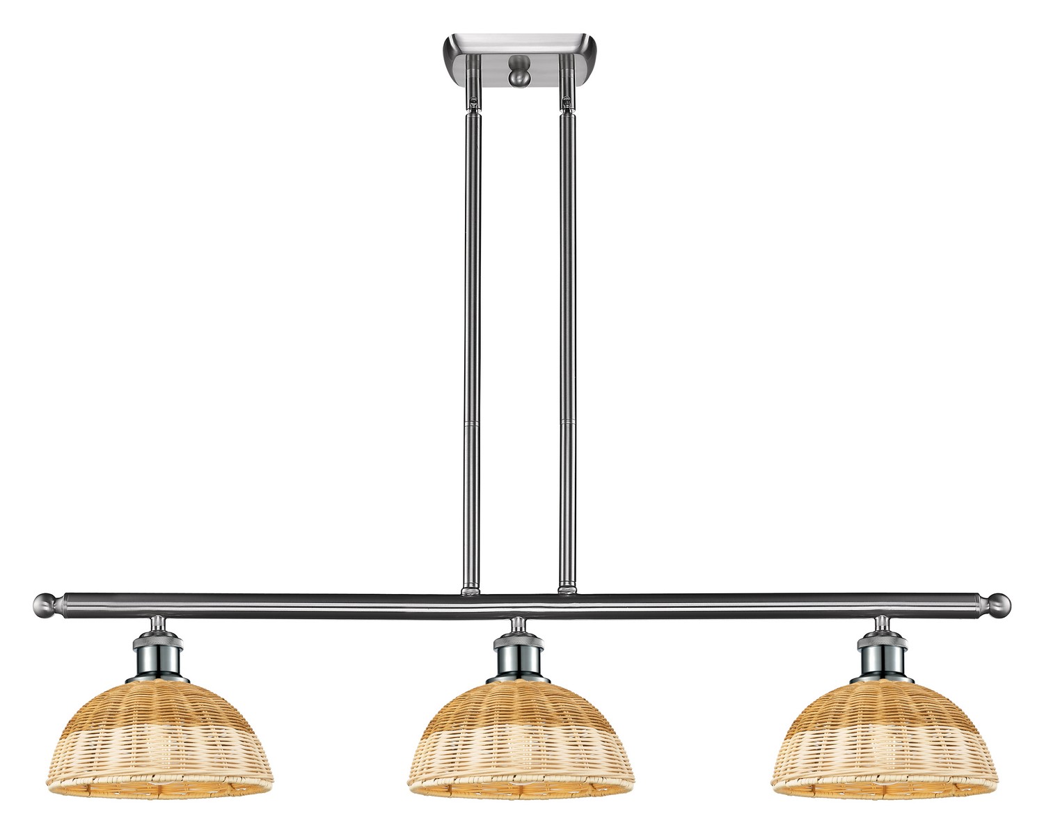 Three Light Island Pendant by Innovations - Ballston Collection, Brushed Satin Nickel Finish - 516-3I-SN-NBD2-9-NAT