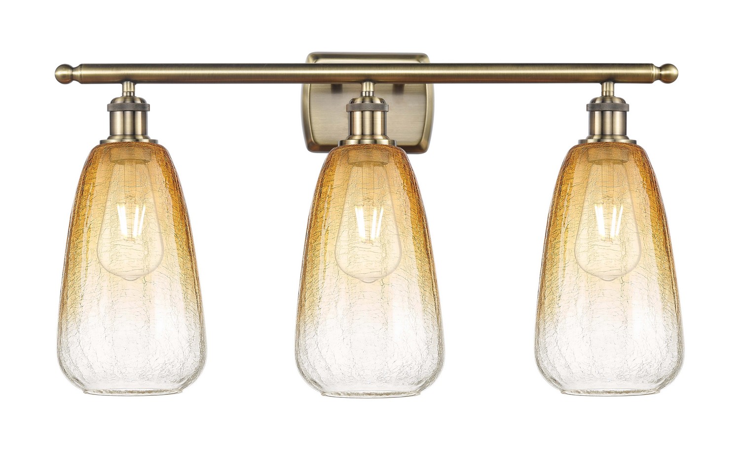Three Light Bath Vanity by Innovations - Ballston Collection, Antique Brass Finish - 516-3W-AB-G480-6AM