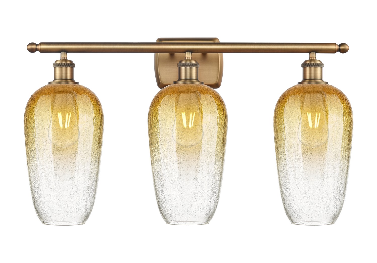 Three Light Bath Vanity by Innovations - Ballston Collection, Brushed Brass Finish - 516-3W-BB-G484-7AM