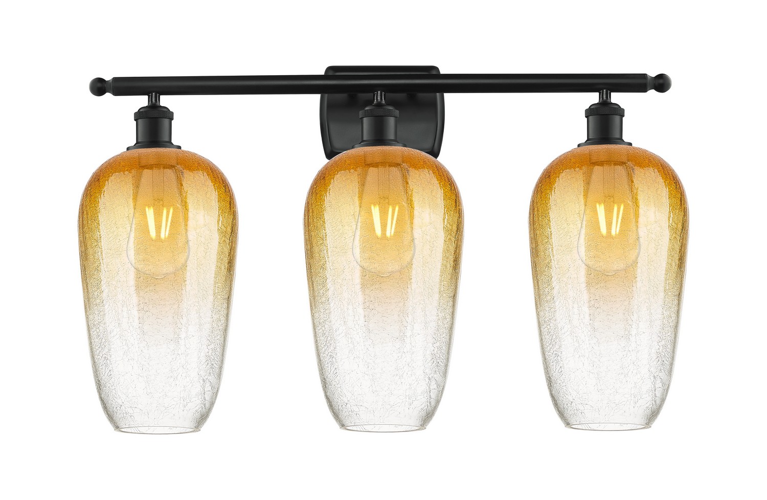 Three Light Bath Vanity by Innovations - Ballston Collection, Matte Black Finish - 516-3W-BK-G484-7AM