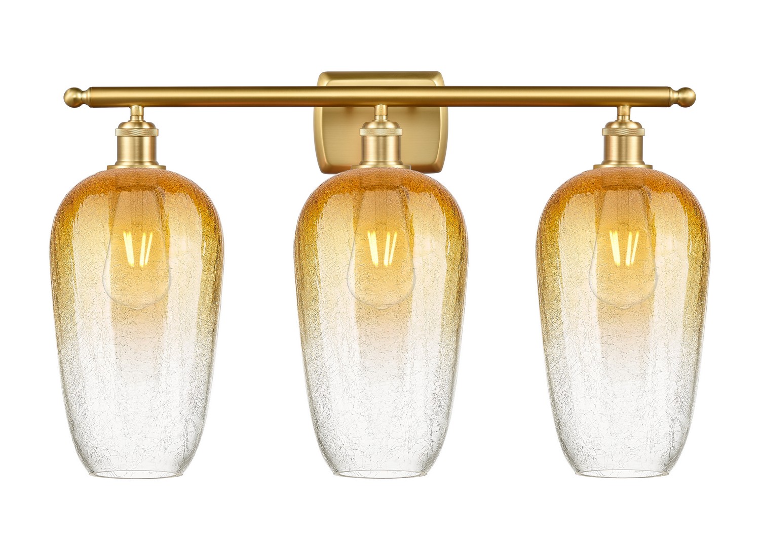 Three Light Bath Vanity by Innovations - Ballston Collection, Satin Gold Finish - 516-3W-SG-G484-7AM